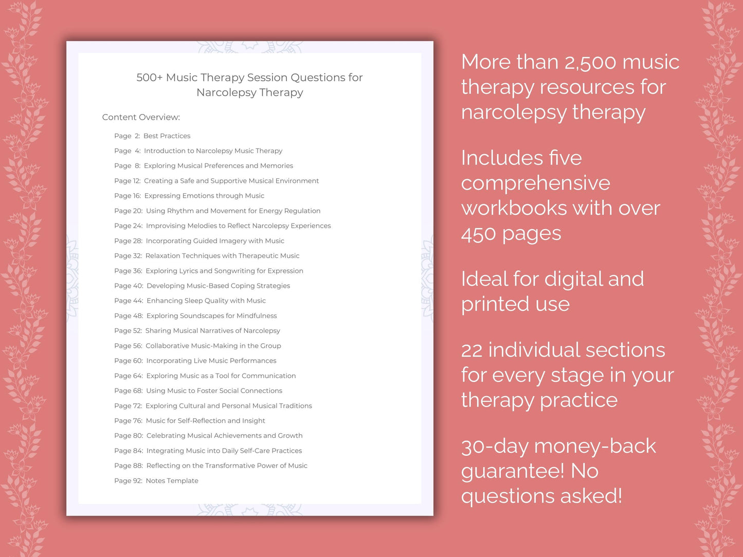 Narcolepsy Music Therapy Therapist Worksheets