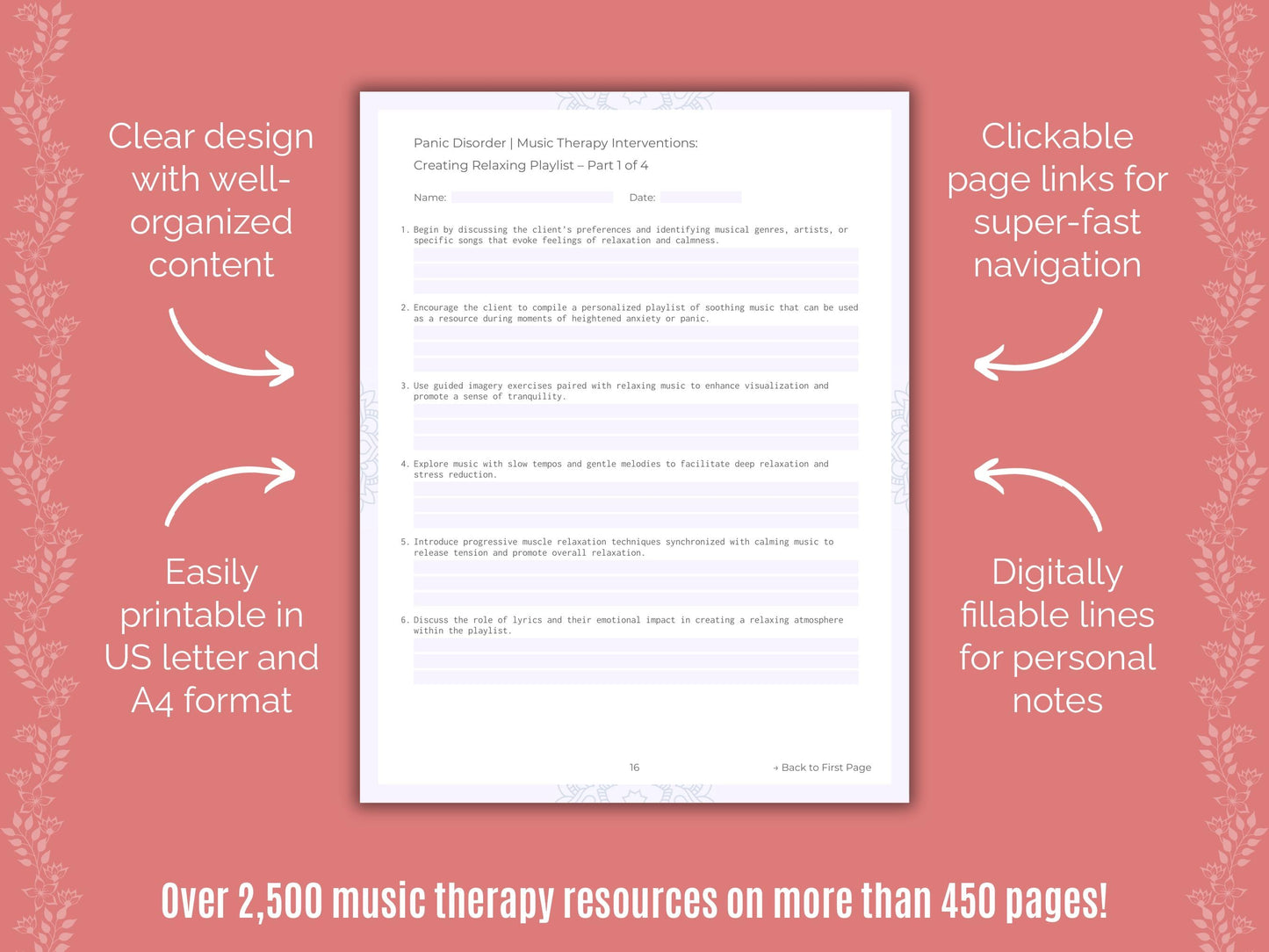 Panic Disorder Music Therapy Counseling Templates