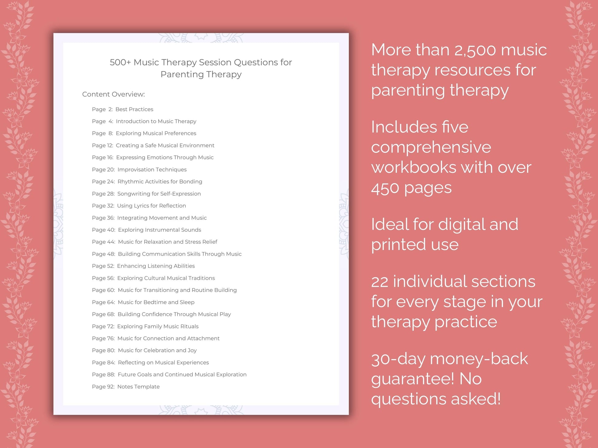 Parenting Music Therapy Therapist Worksheets