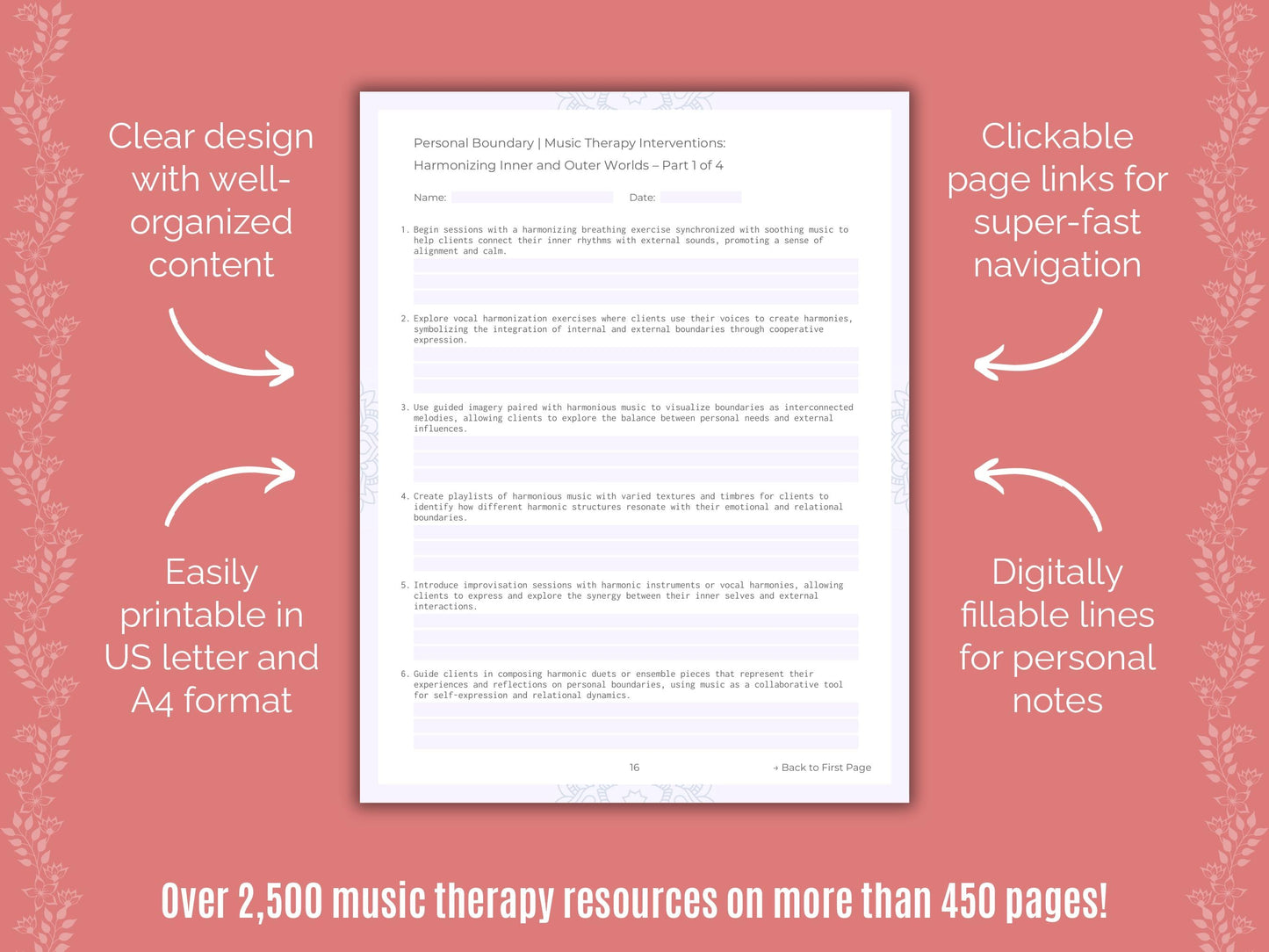 Personal Boundary Music Therapy Counseling Templates