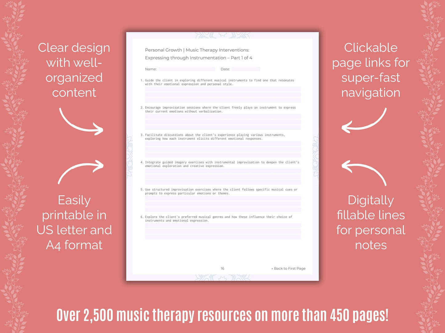 Personal Growth Music Therapy Counseling Templates