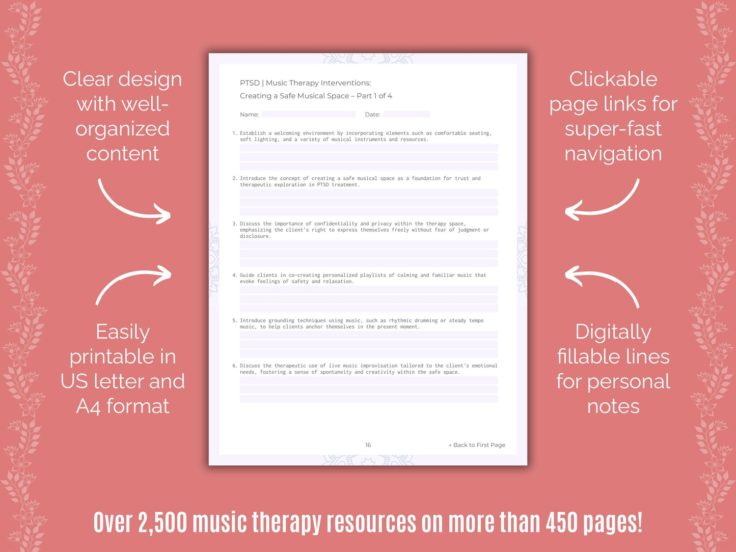 Post-Traumatic Stress Disorder (PTSD) Music Therapy Counseling Templates