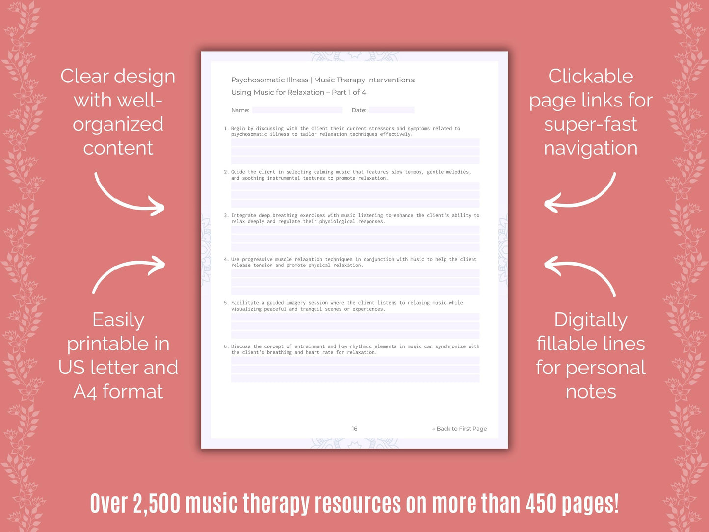 Psychosomatic Illness Music Therapy Counseling Templates