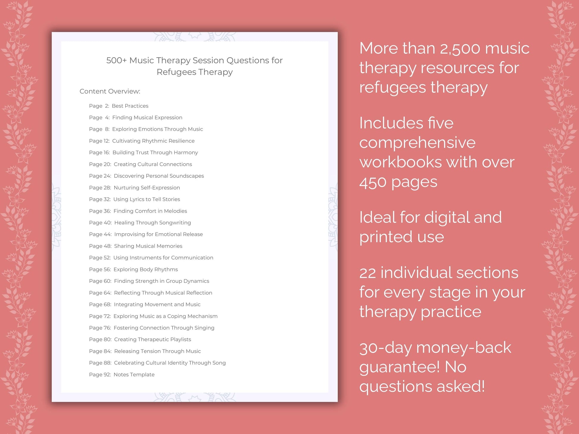 Refugees Music Therapy Therapist Worksheets