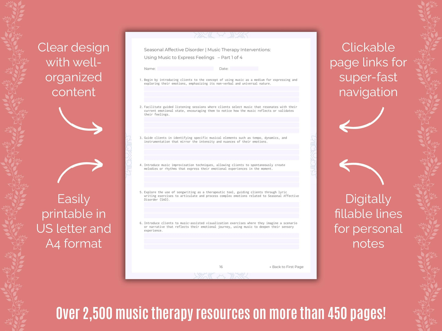 Seasonal Affective Disorder Music Therapy Counseling Templates