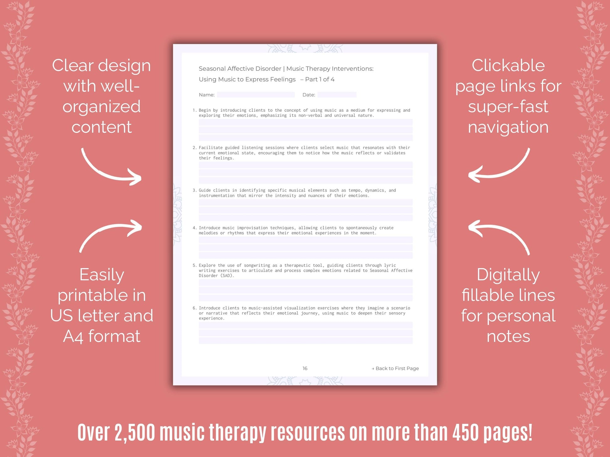 Seasonal Affective Disorder Music Therapy Counseling Templates