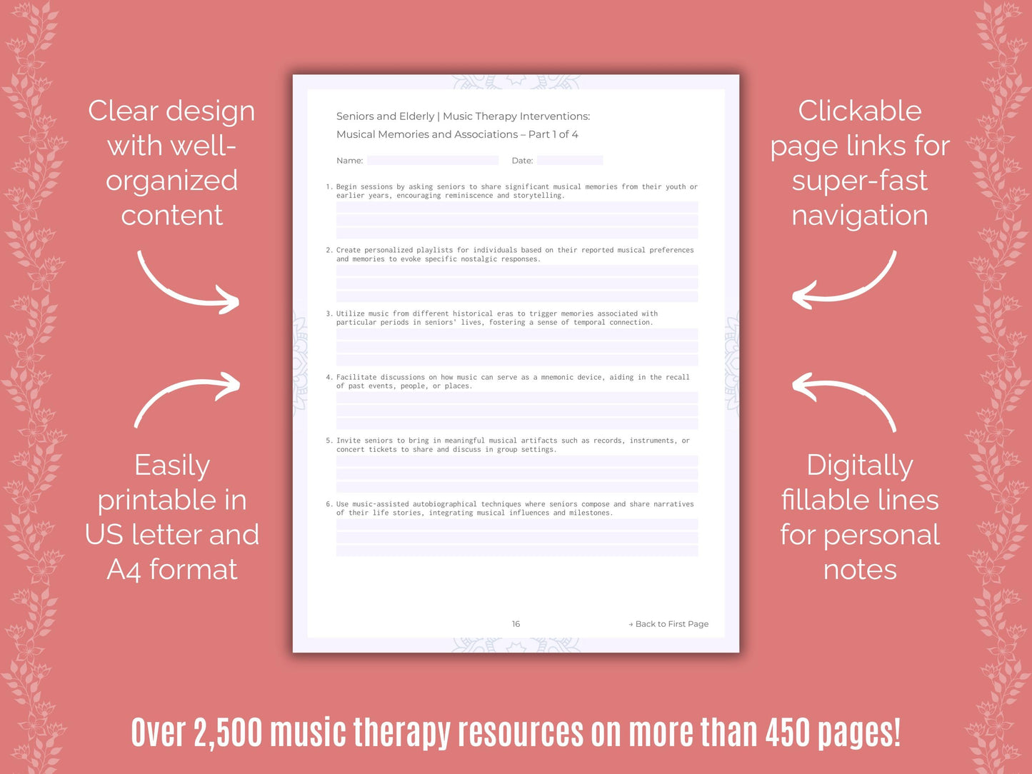 Seniors and Elderly Music Therapy Counseling Templates