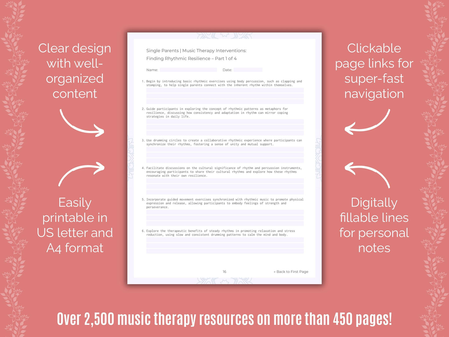 Single Parents Music Therapy Counseling Templates