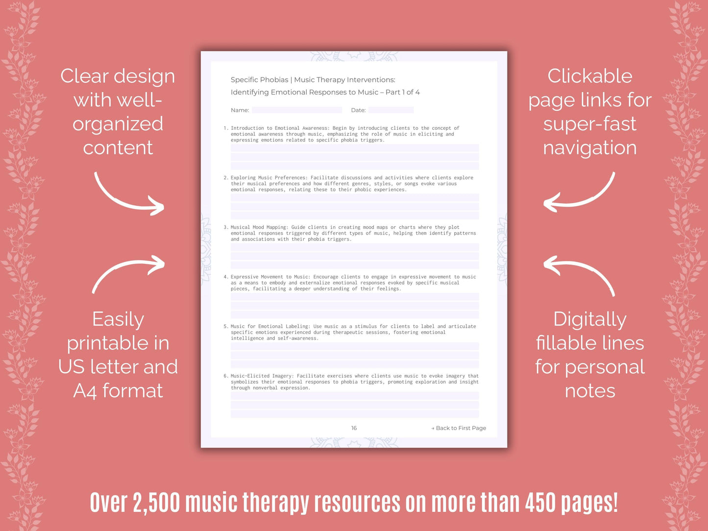 Specific Phobias Music Therapy Counseling Templates