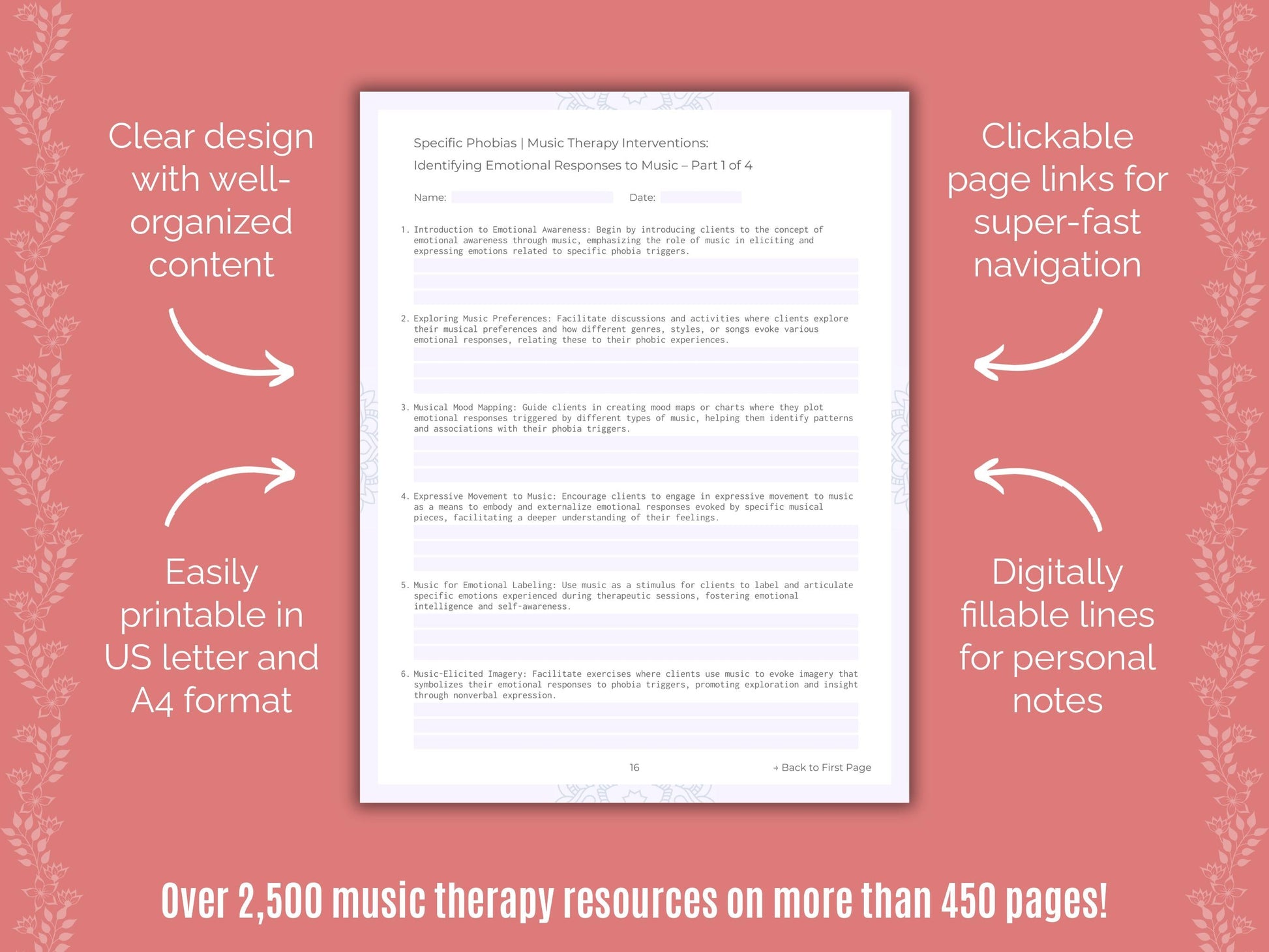 Specific Phobias Music Therapy Counseling Templates