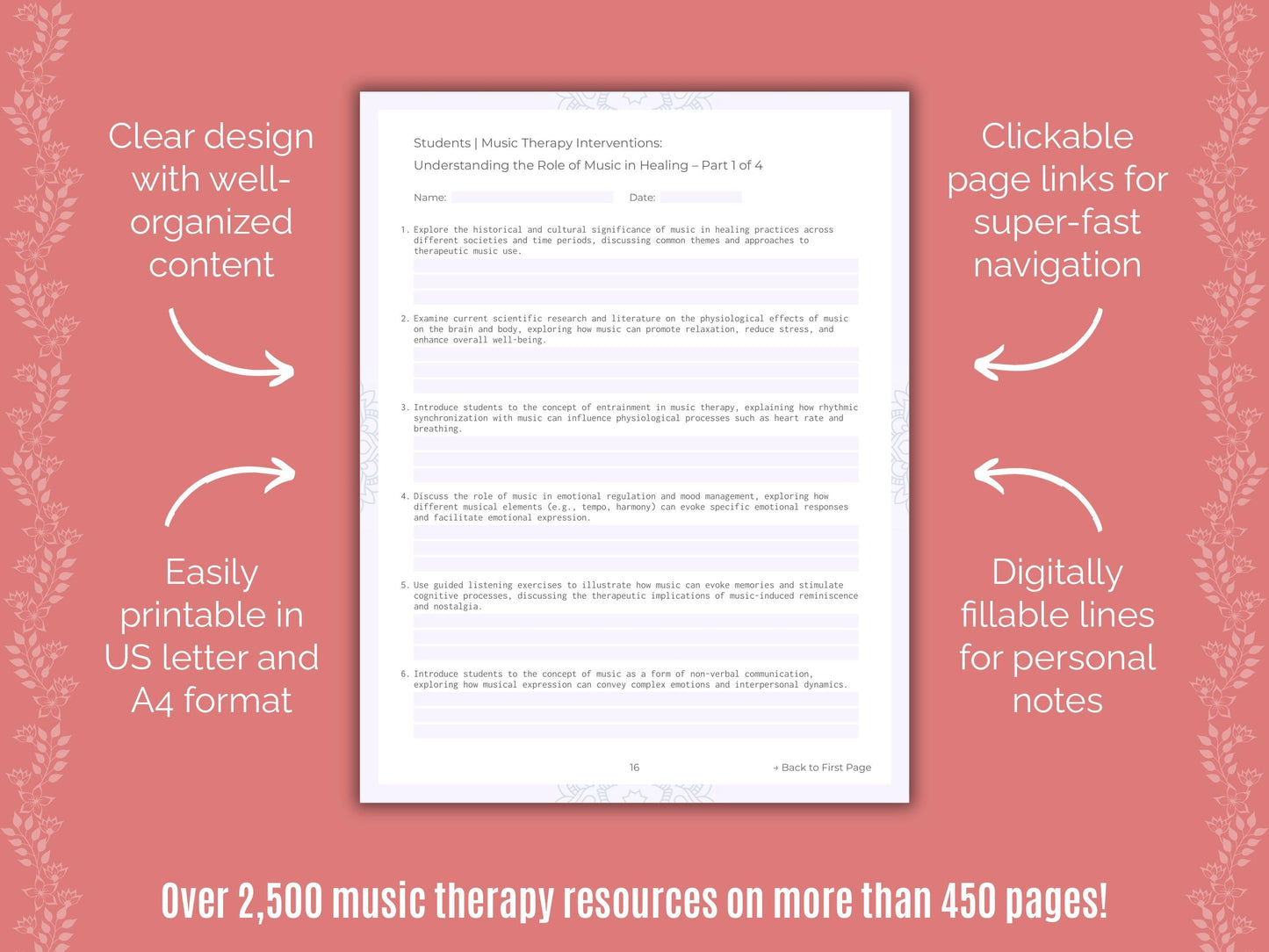 Students Music Therapy Counseling Templates