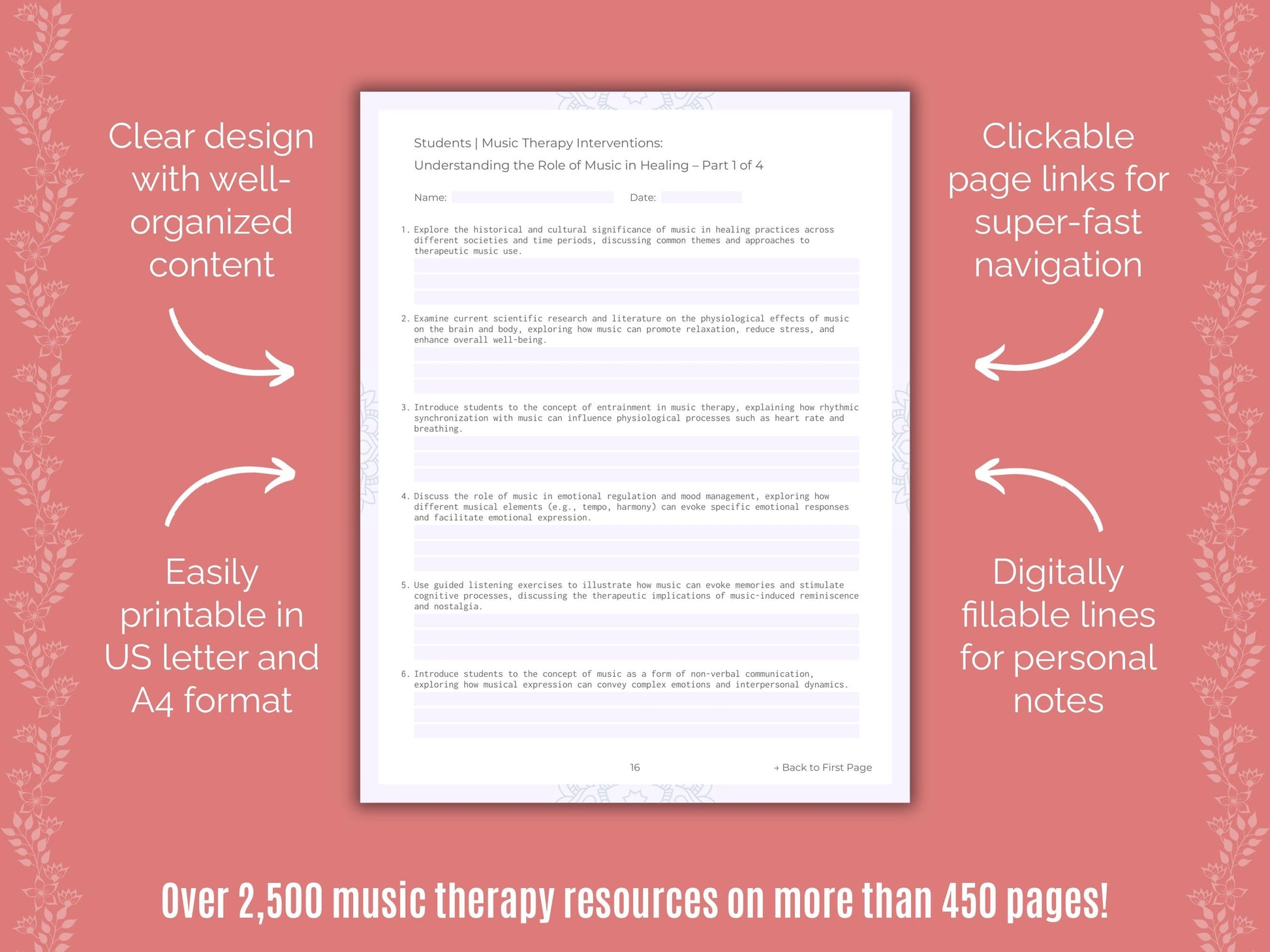 Students Music Therapy Counseling Templates