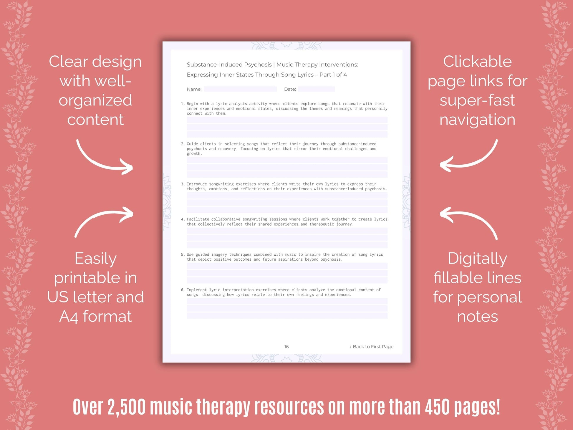 Substance-Induced Psychosis Music Therapy Counseling Templates