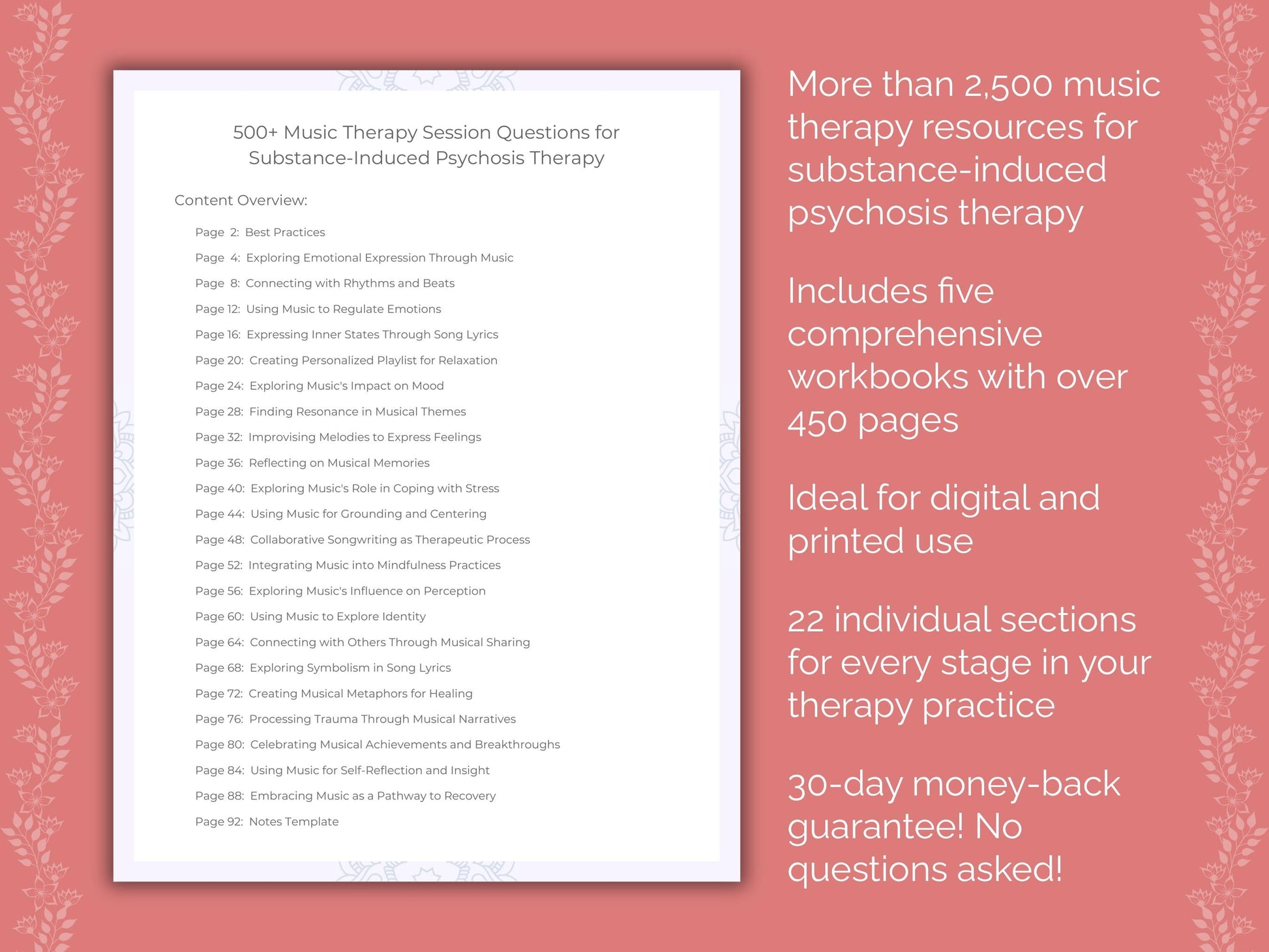 Substance-Induced Psychosis Music Therapy Therapist Worksheets