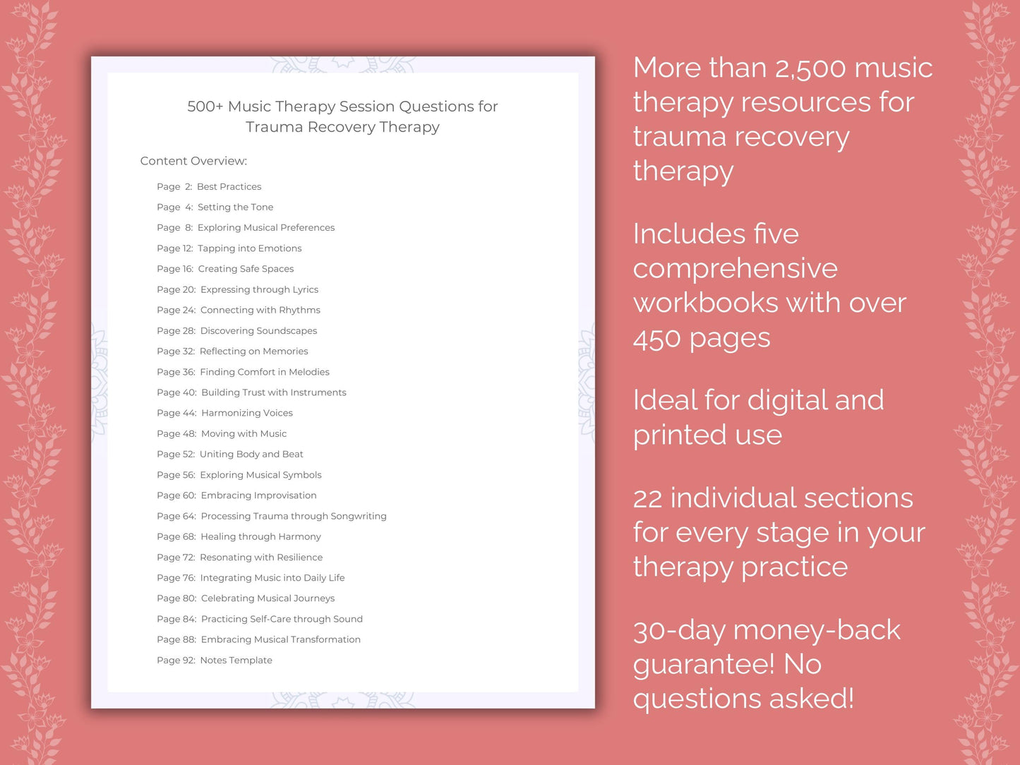 Trauma Recovery Music Therapy Therapist Worksheets