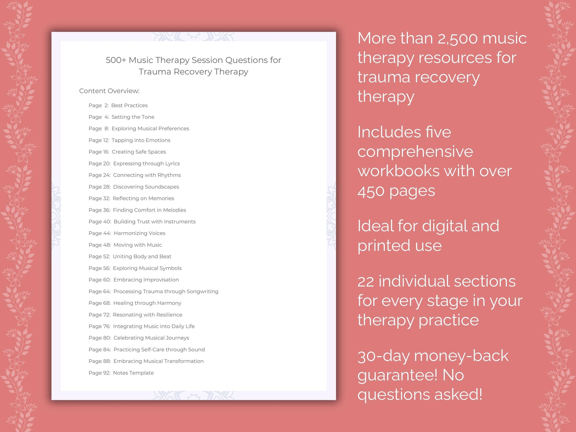 Trauma Recovery Music Therapy Therapist Worksheets