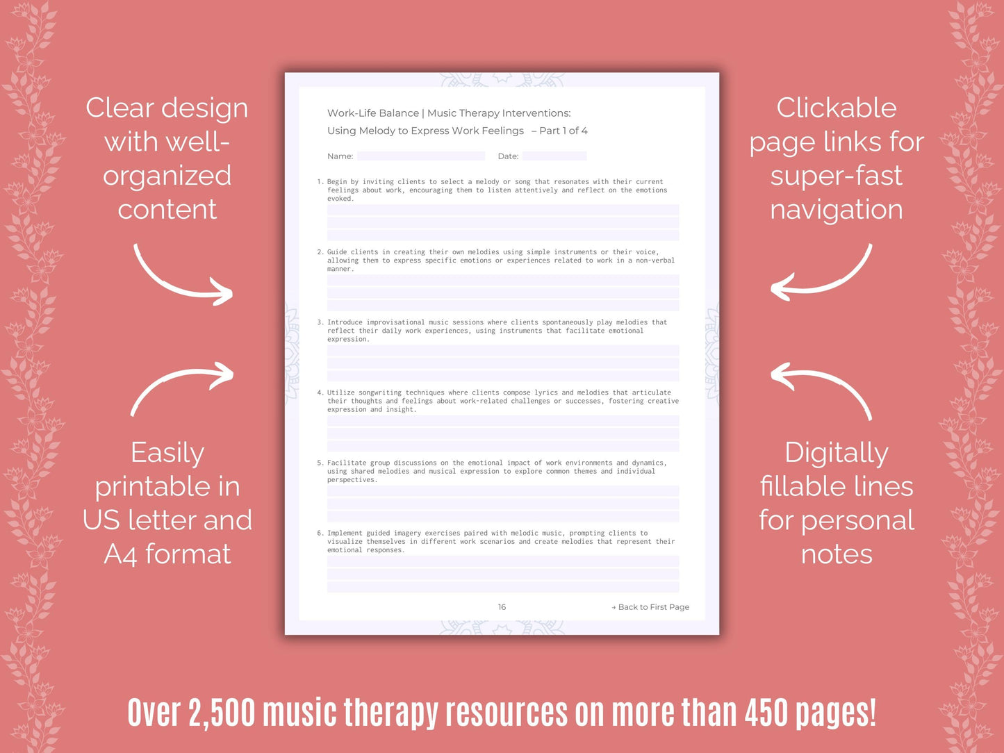 Work-Life Balance Music Therapy Counseling Templates