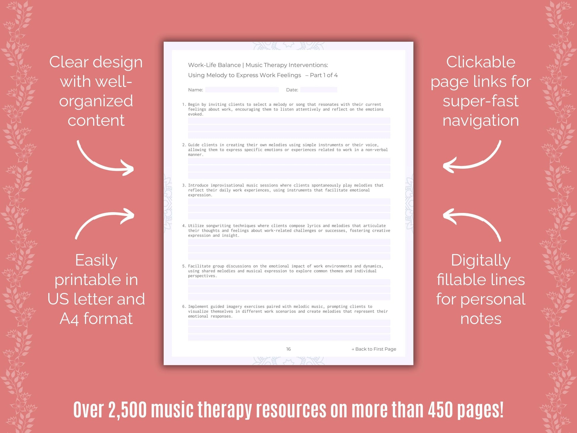 Work-Life Balance Music Therapy Counseling Templates