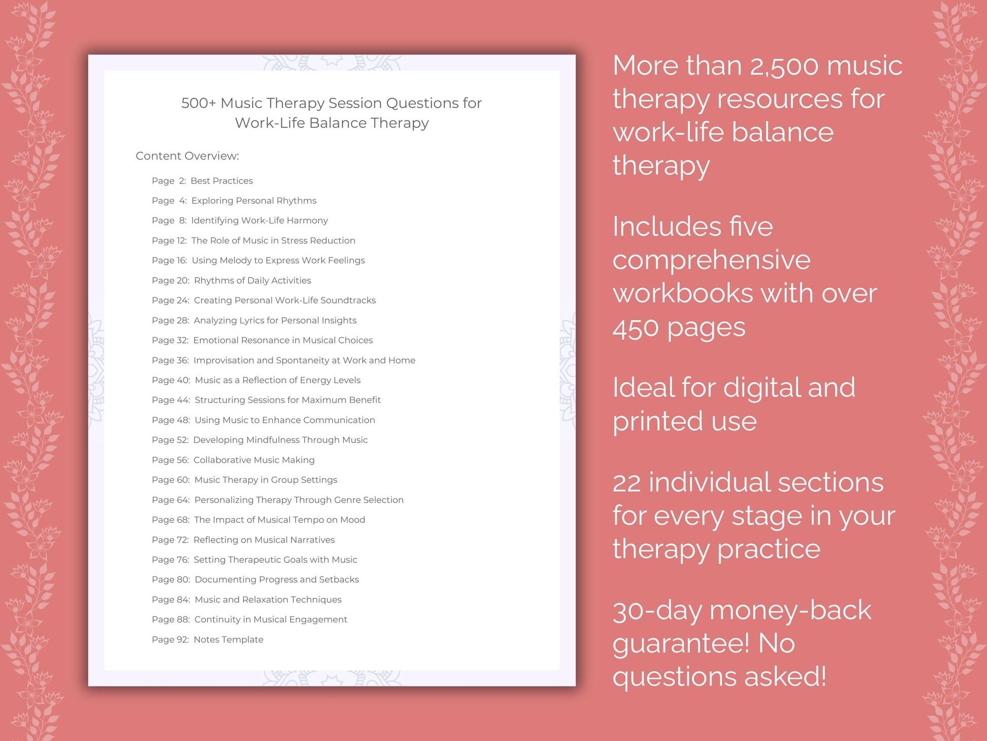 Work-Life Balance Music Therapy Therapist Worksheets