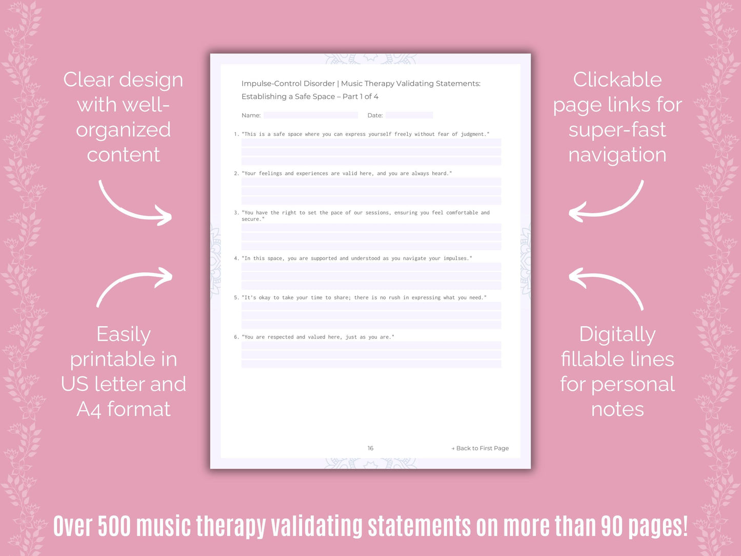 Impulse-Control Disorder (ICD) Music Therapy Counseling Templates