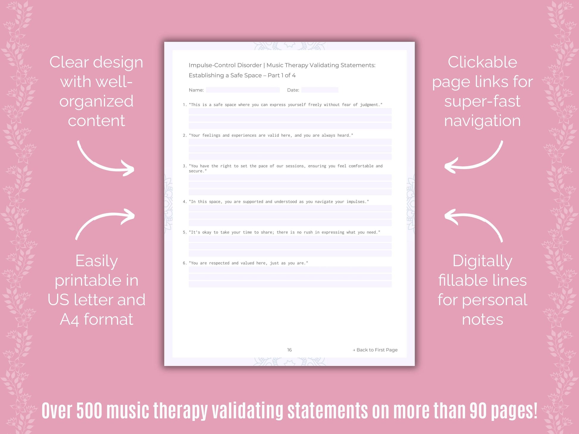 Impulse-Control Disorder (ICD) Music Therapy Counseling Templates