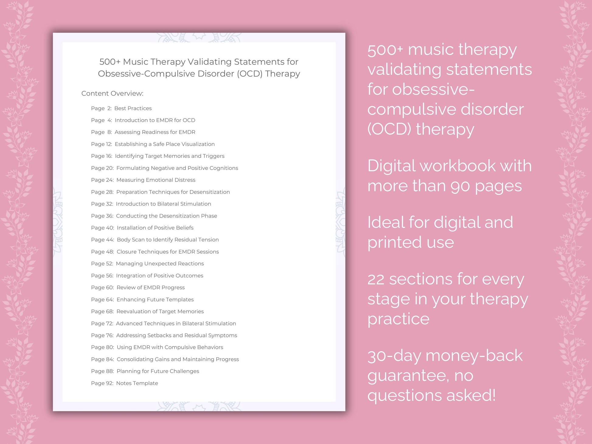 Obsessive-Compulsive Disorder (OCD) Music Therapy Therapist Worksheets