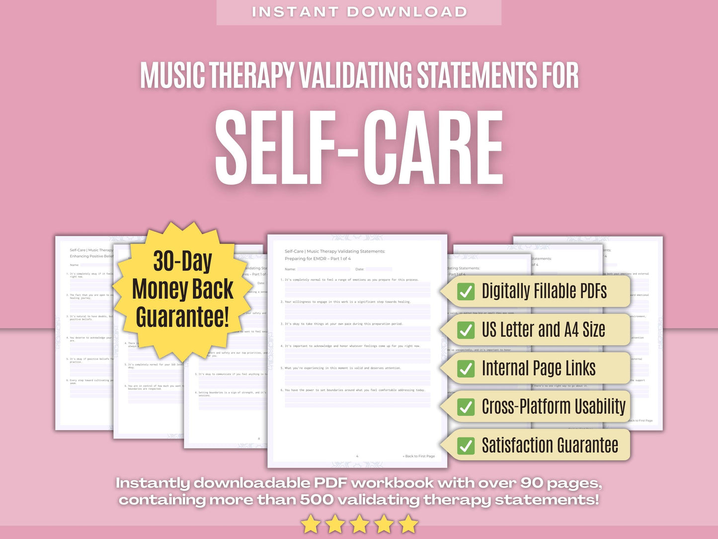 Self-Care Music Therapy Psychology Workbooks