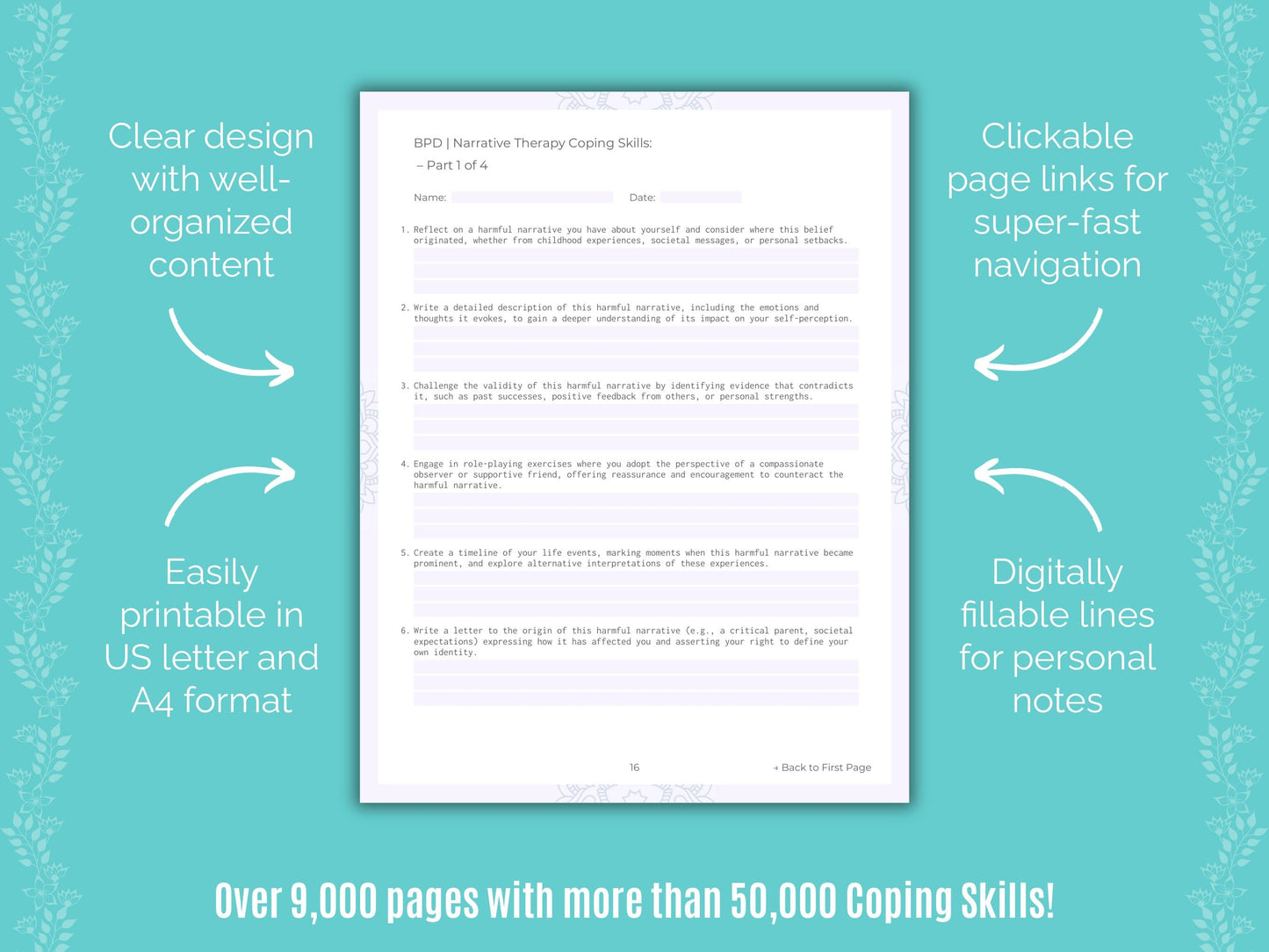 Narrative Therapy Coping Skills Counselor Cheat Sheets