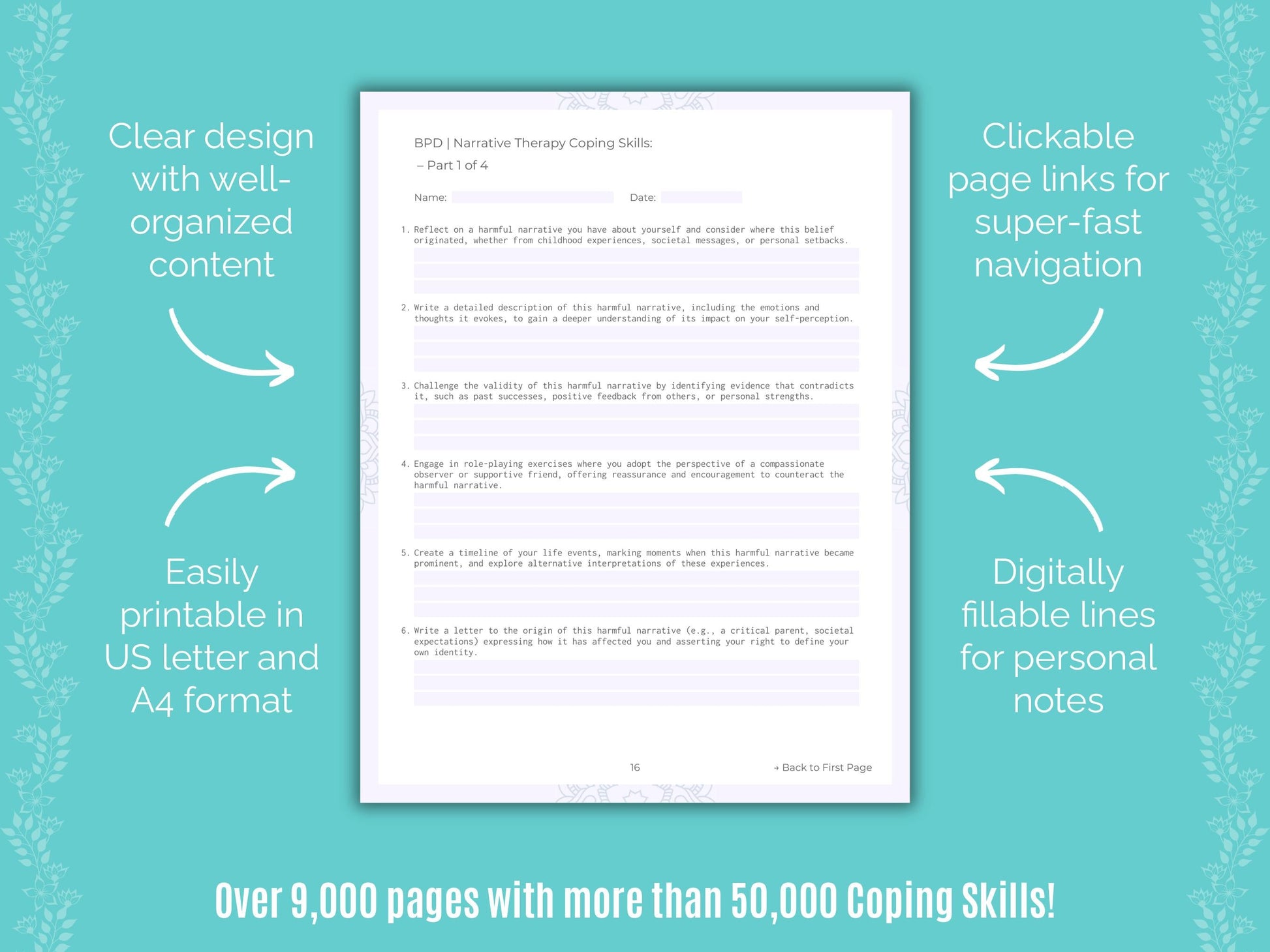 Narrative Therapy Coping Skills Counselor Cheat Sheets