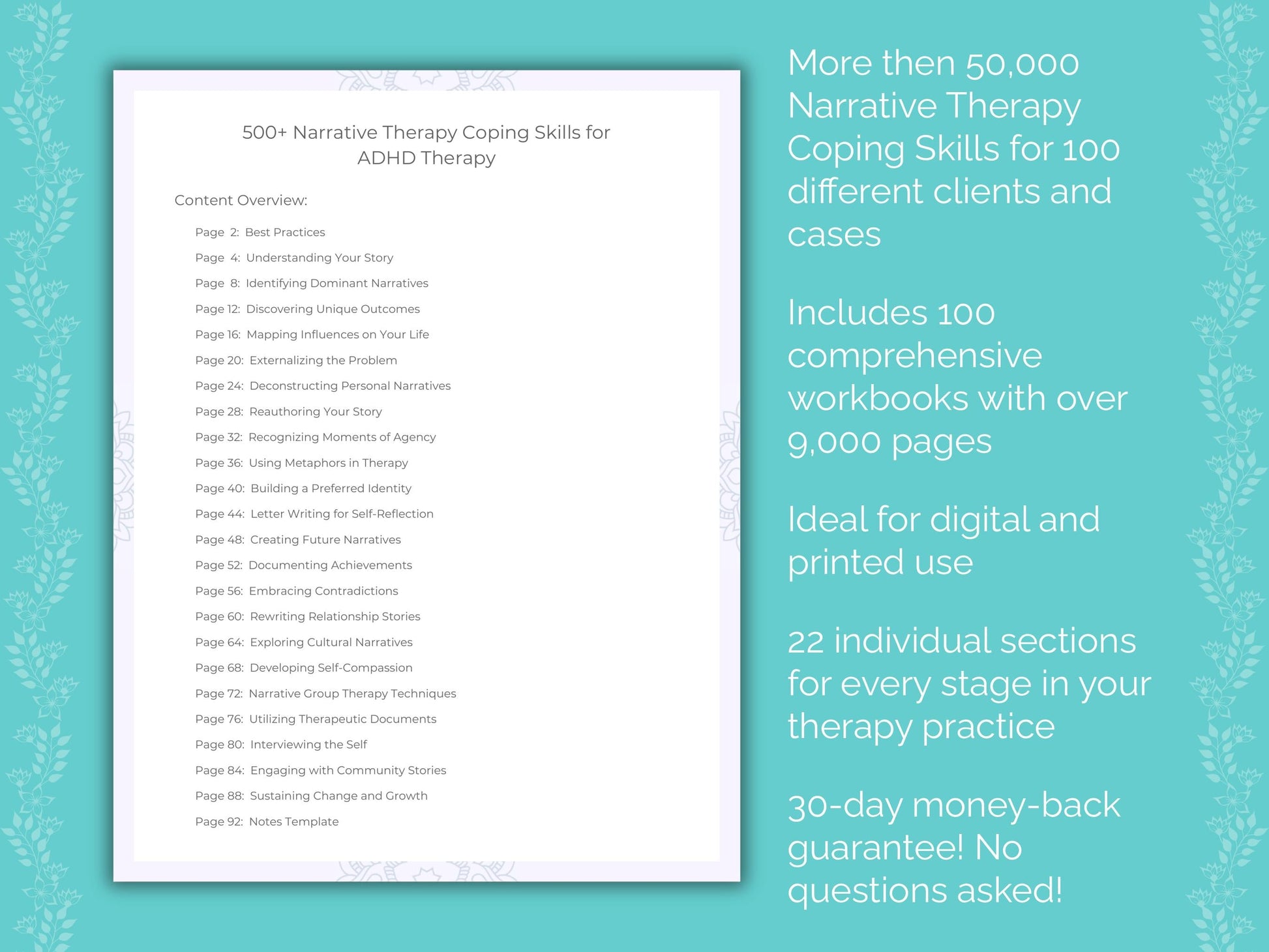 Narrative Therapy Coping Skills Counseling Templates