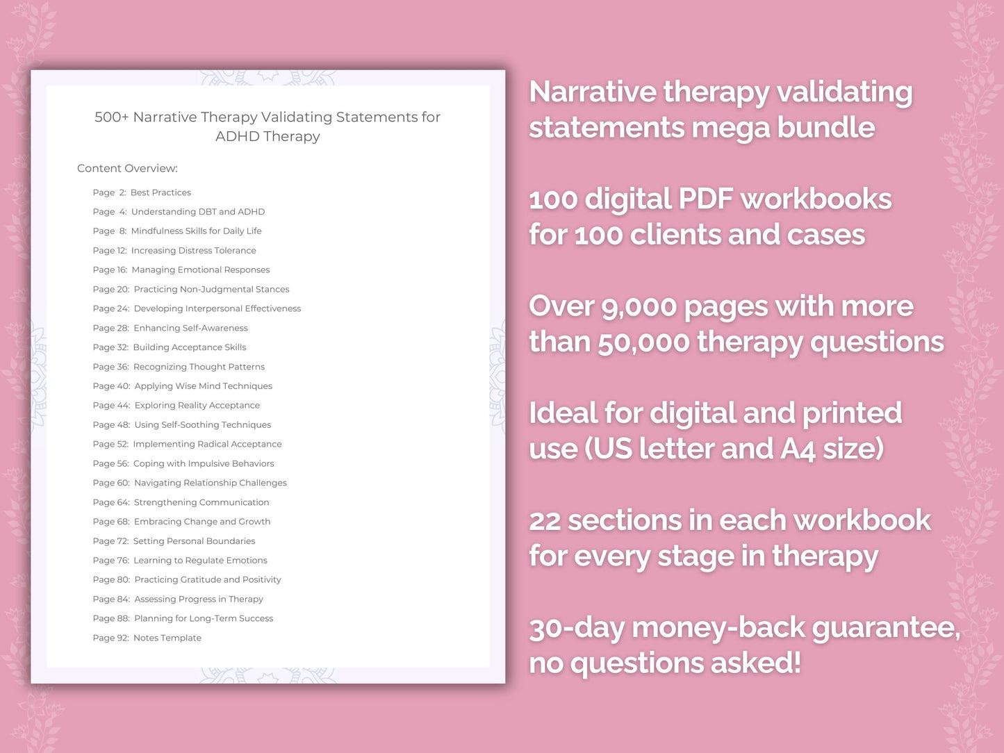 Narrative Therapy Validating Statements Counseling Templates