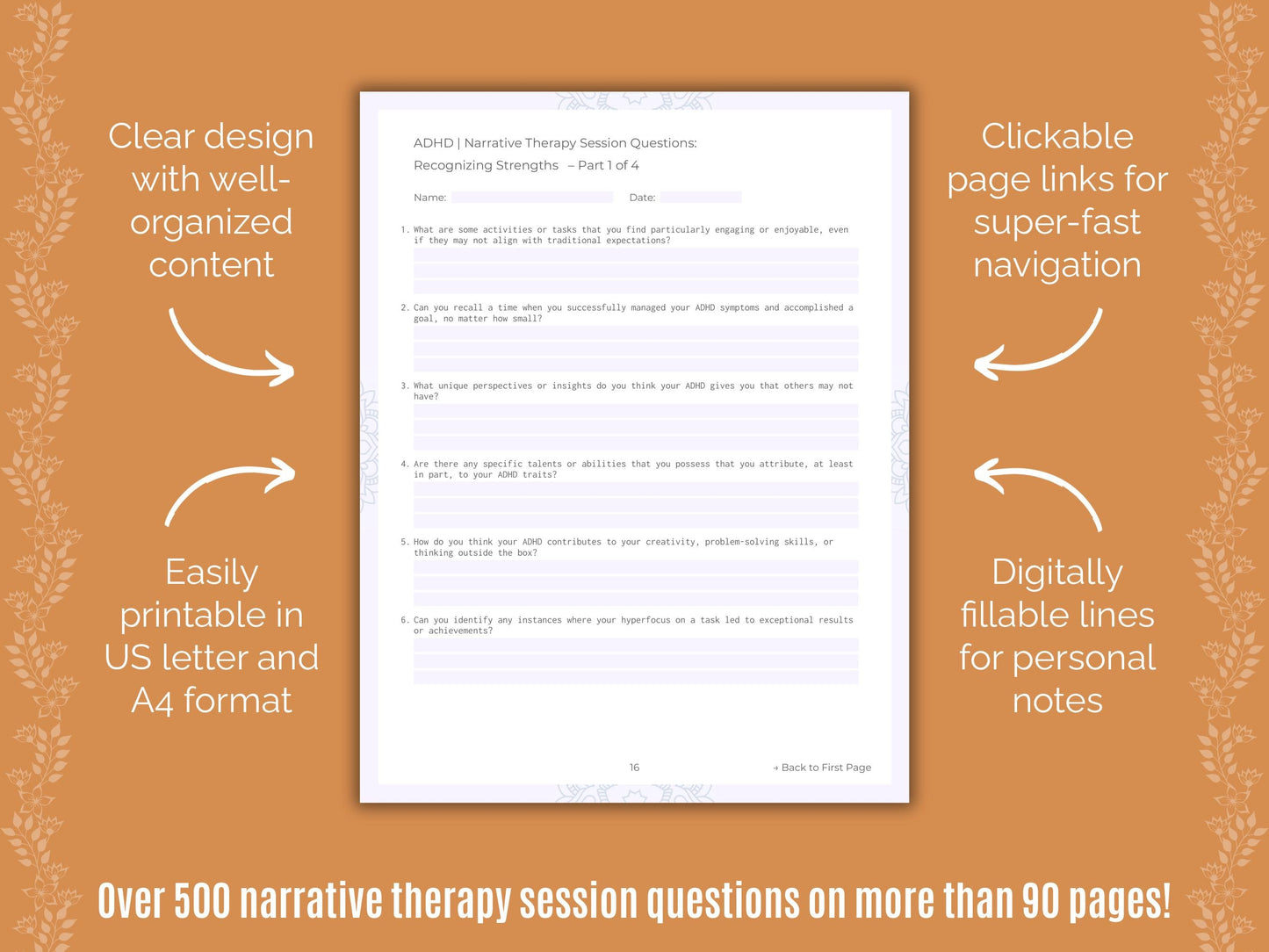 ADHD Narrative Therapy Counseling Templates