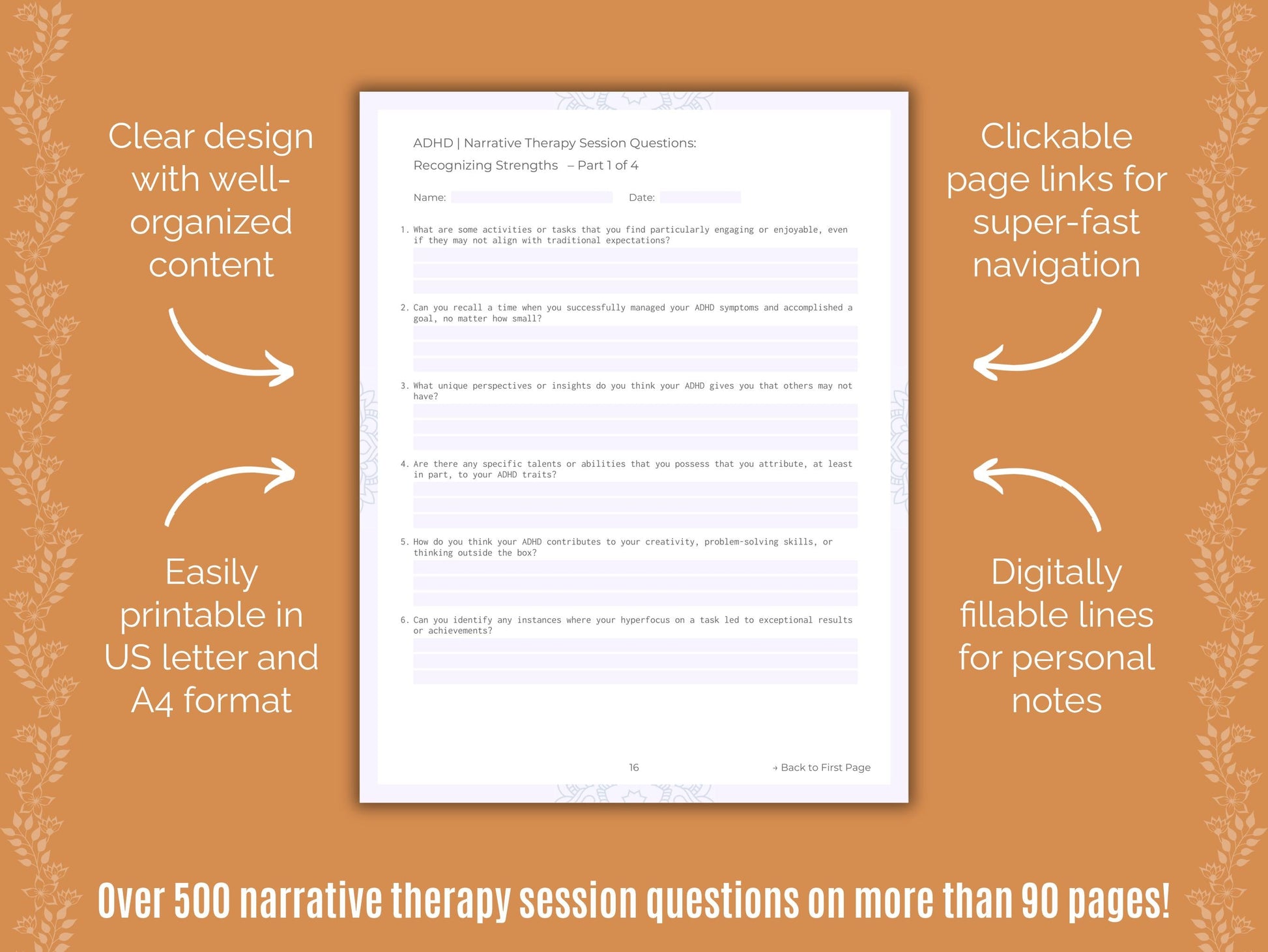 ADHD Narrative Therapy Counseling Templates