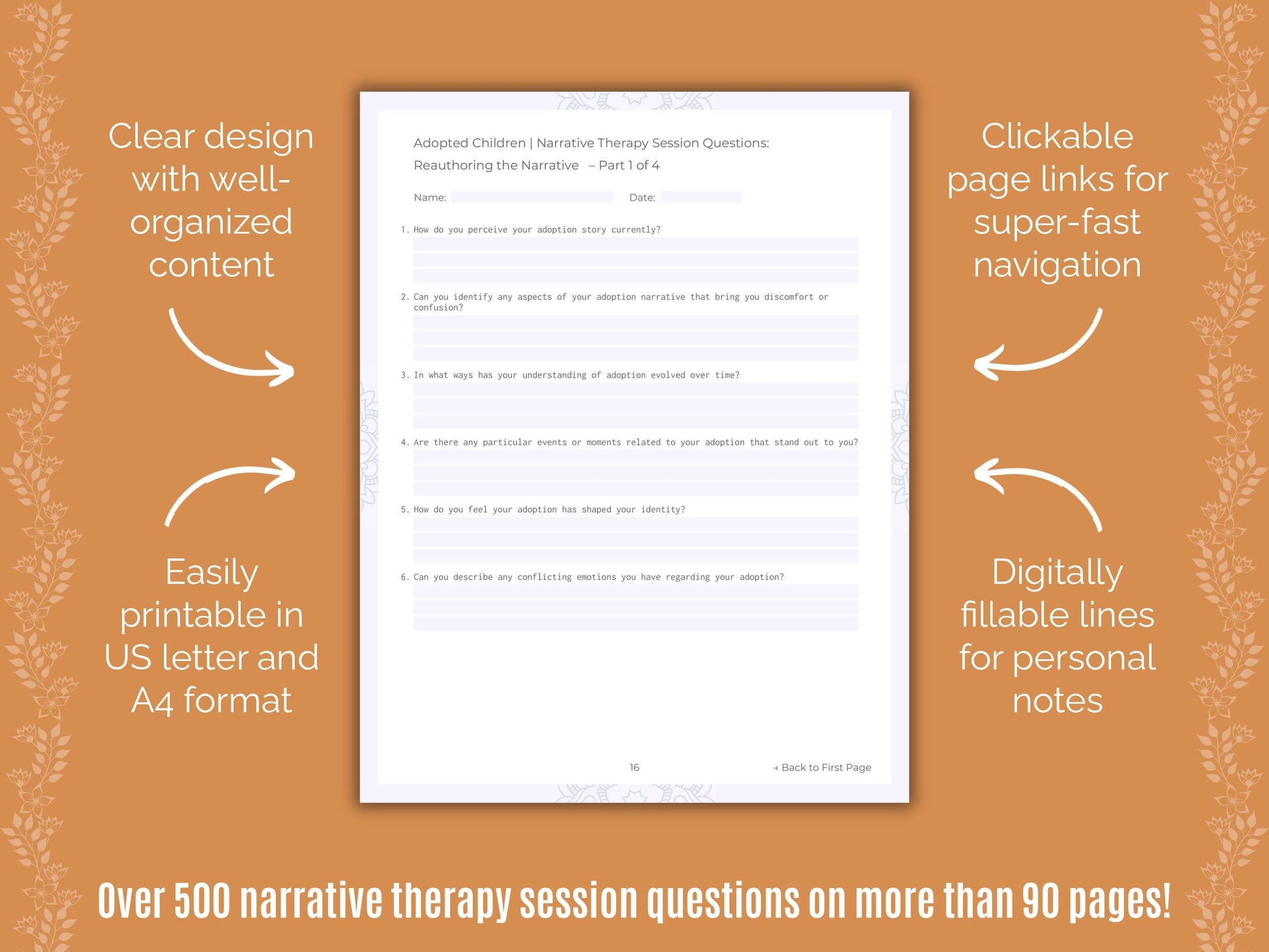 Adopted Children Narrative Therapy Counseling Templates