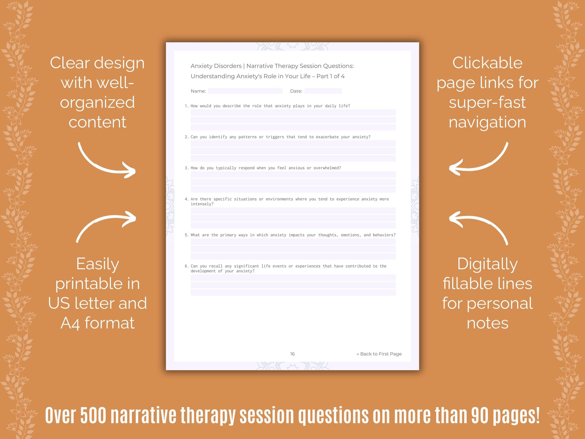 Anxiety Disorders Narrative Therapy Counseling Templates