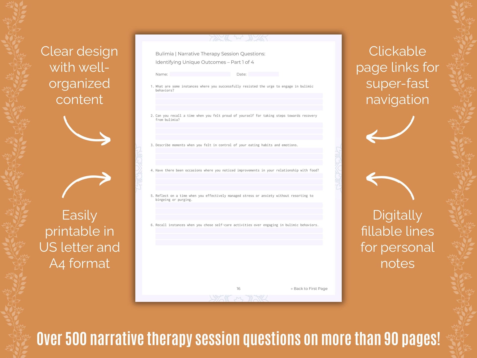 Bulimia Narrative Therapy Counseling Templates