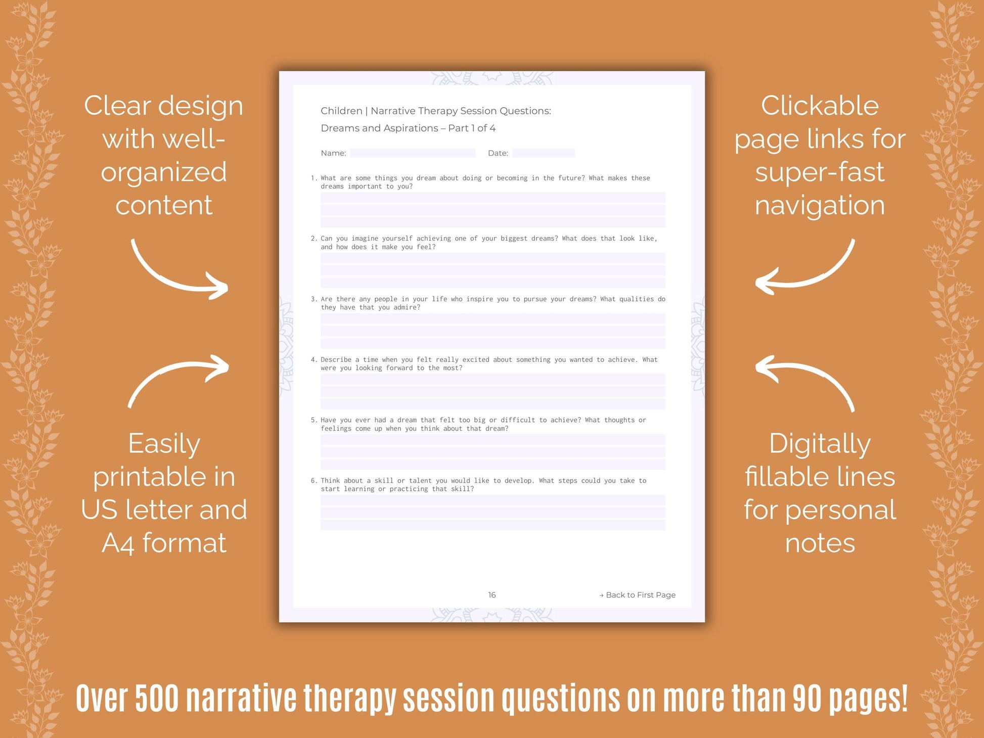 Children Narrative Therapy Counseling Templates