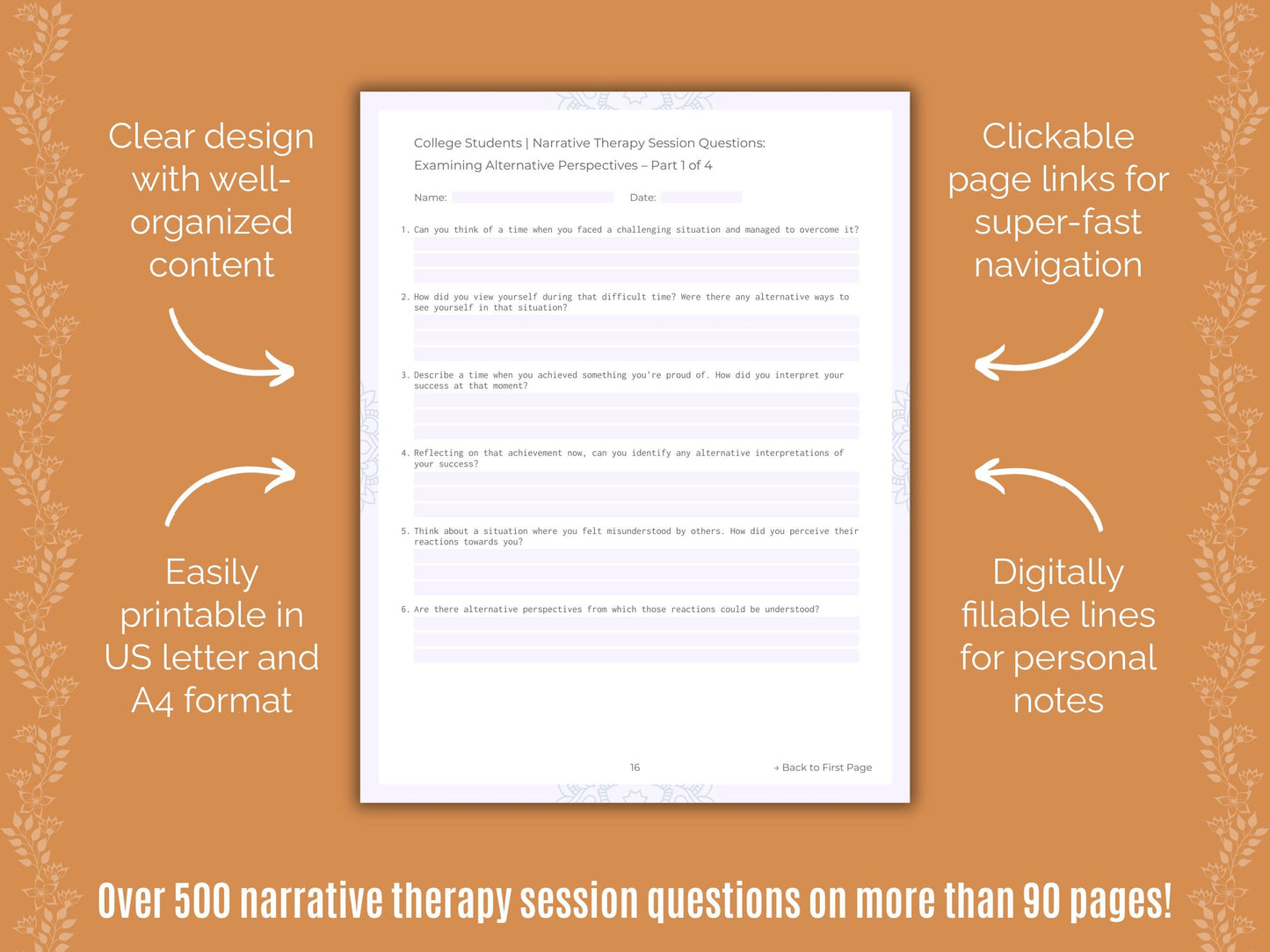 College Students Narrative Therapy Counseling Templates