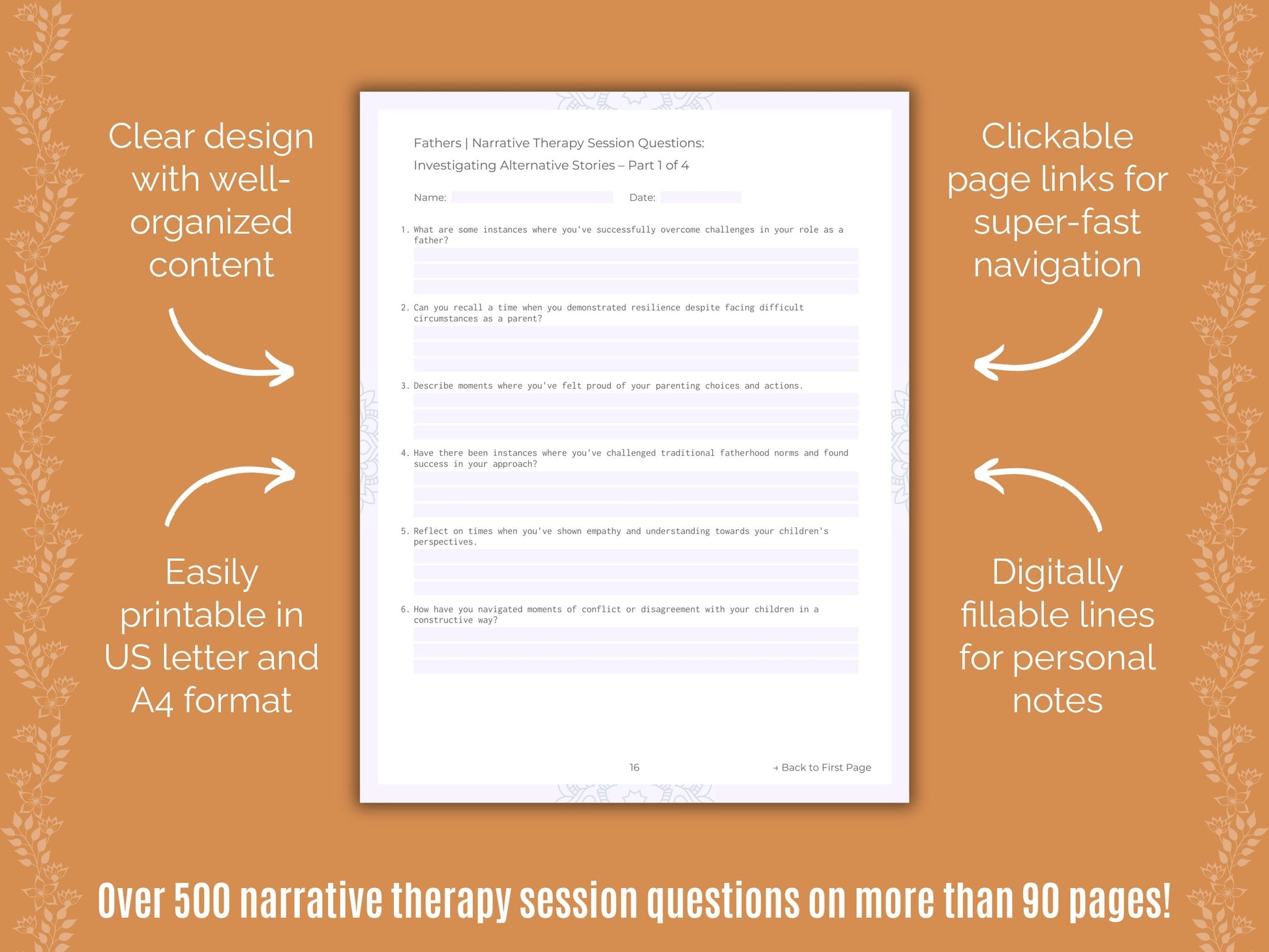 Fathers Narrative Therapy Counseling Templates