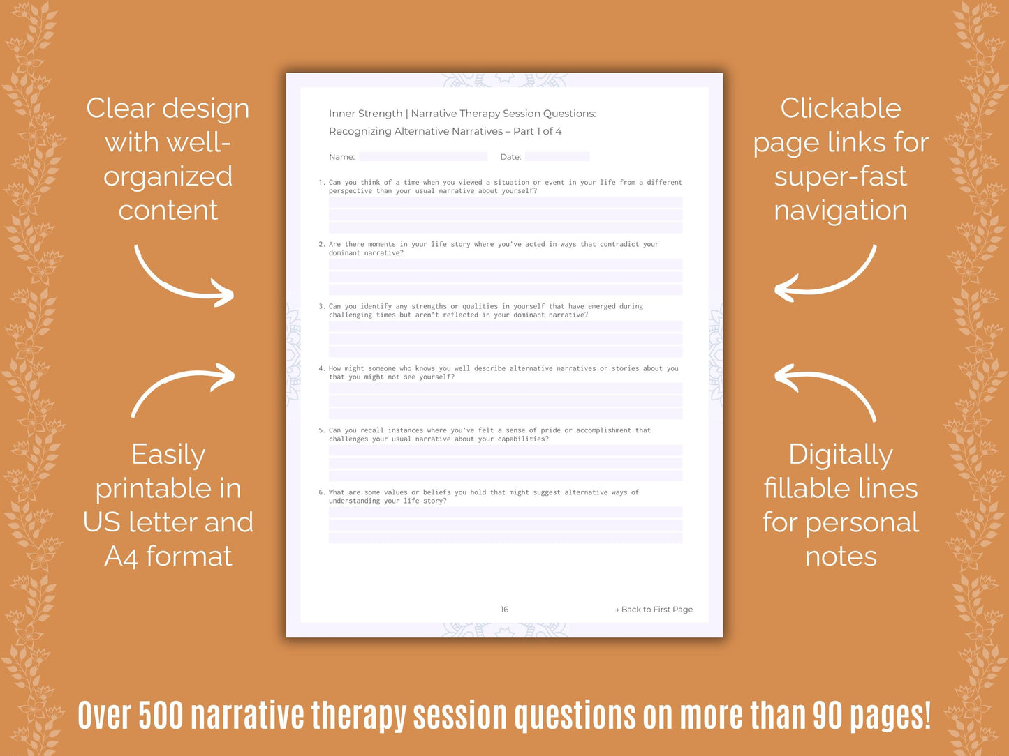 Inner Strength Narrative Therapy Counseling Templates