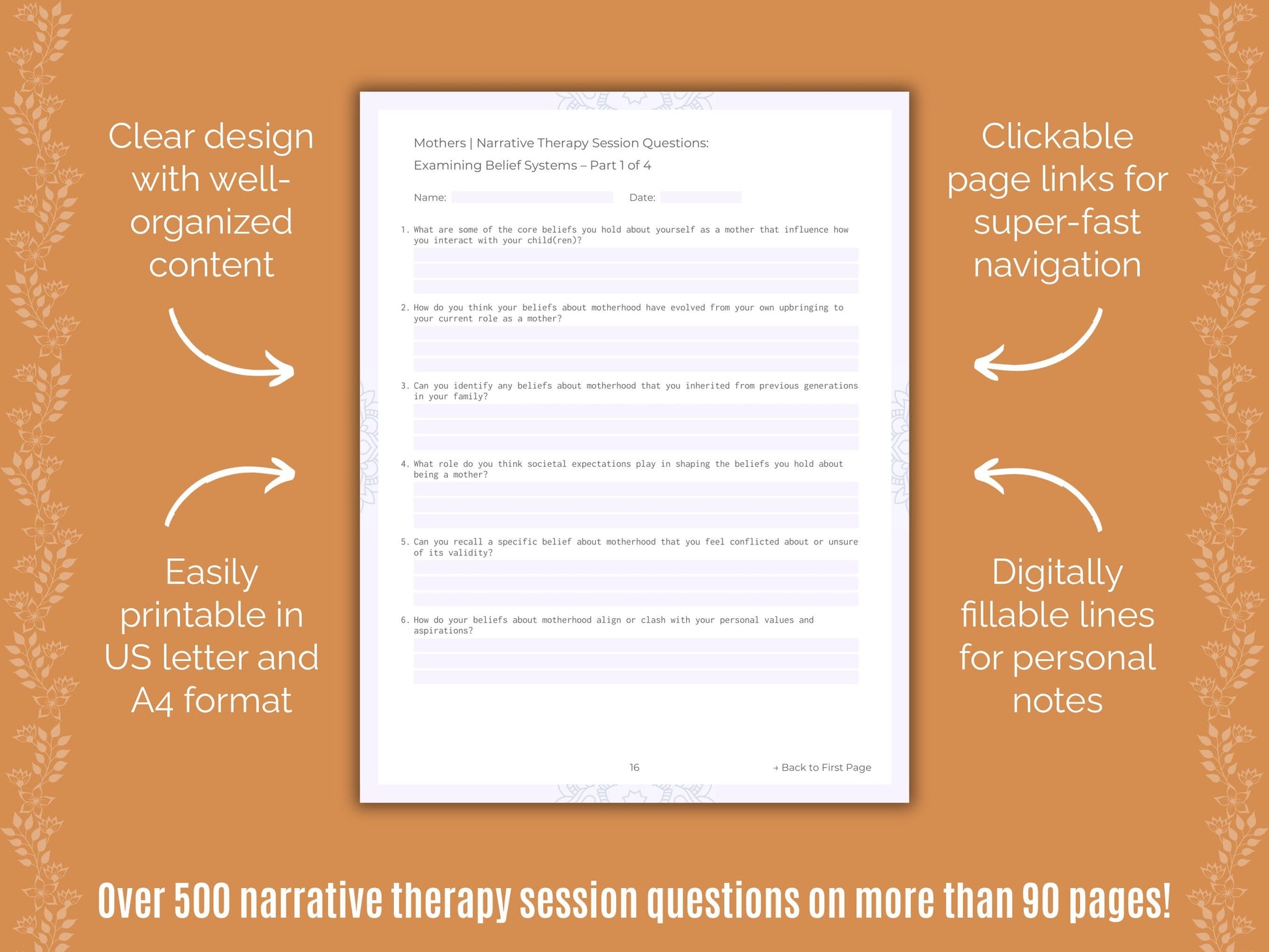 Mothers Narrative Therapy Counseling Templates