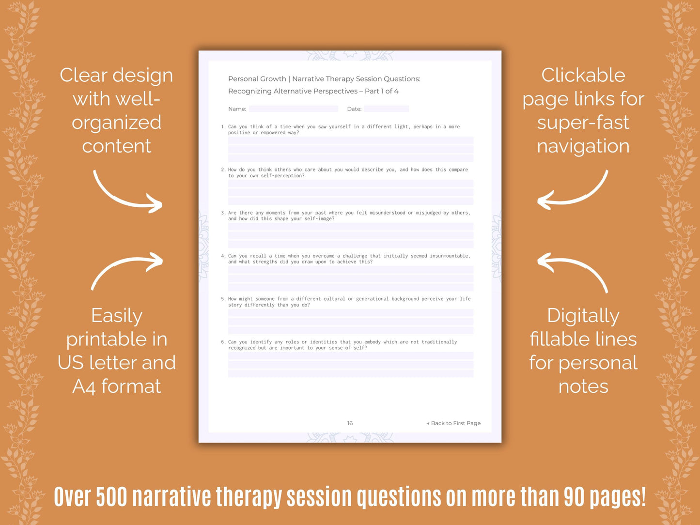 Personal Growth Narrative Therapy Counseling Templates