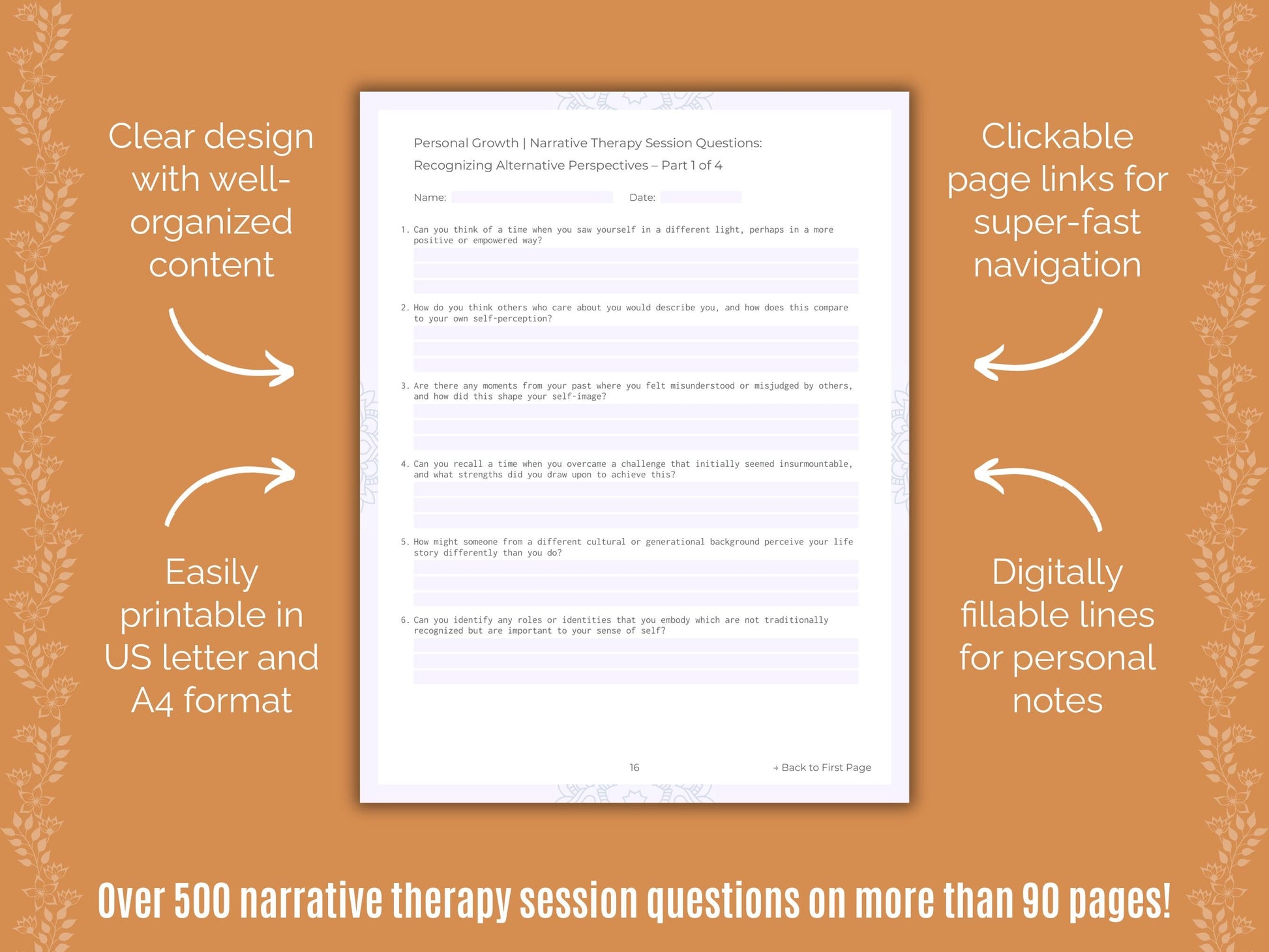 Personal Growth Narrative Therapy Counseling Templates
