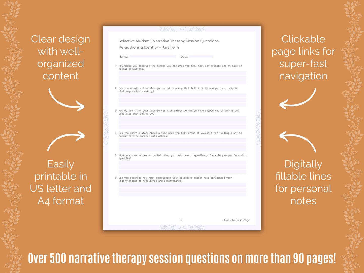 Selective Mutism Narrative Therapy Counseling Templates