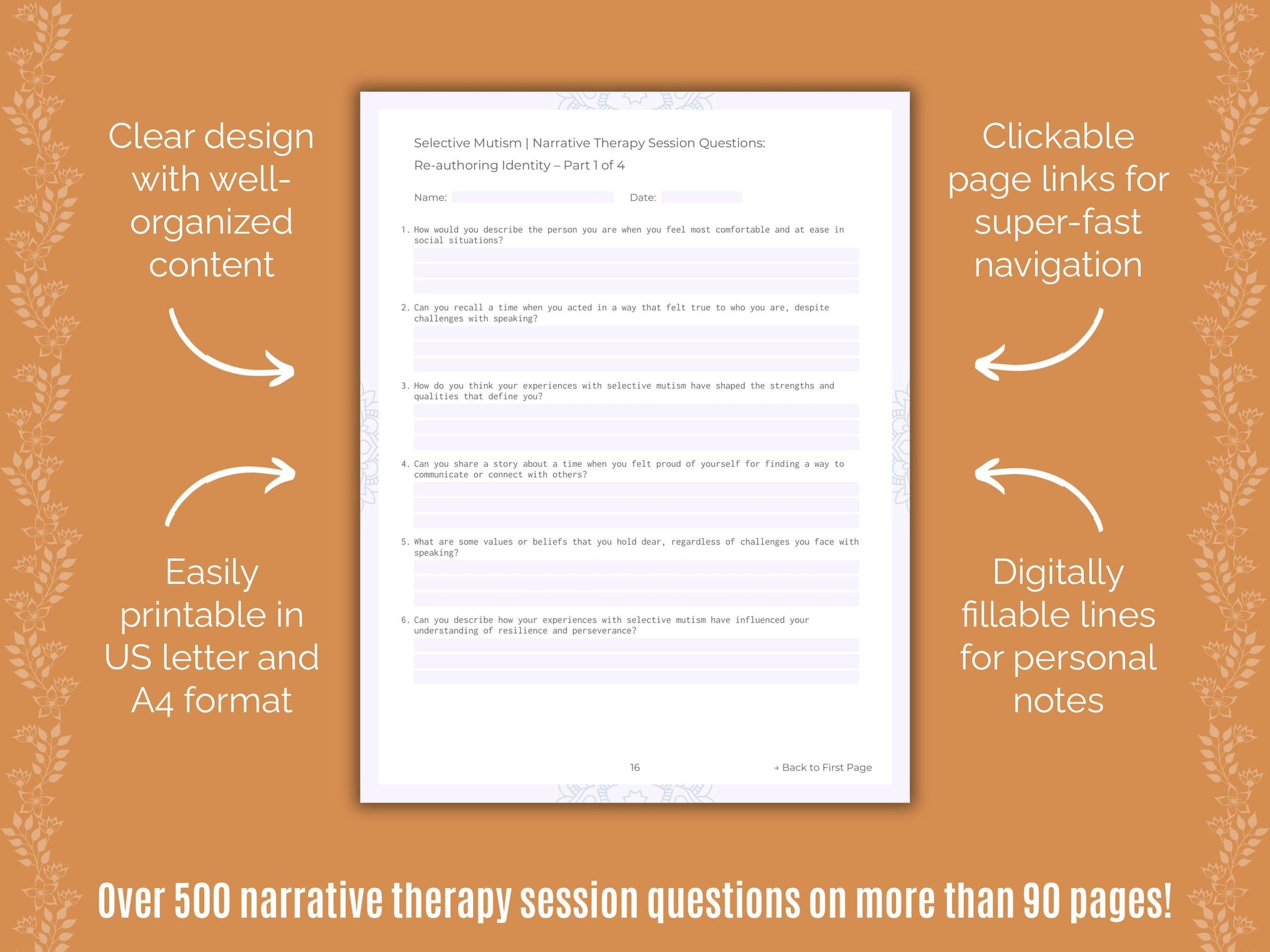 Selective Mutism Narrative Therapy Counseling Templates