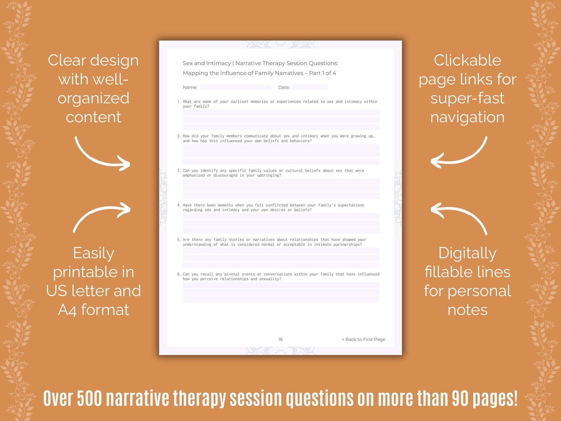 Sex and Intimacy Narrative Therapy Counseling Templates