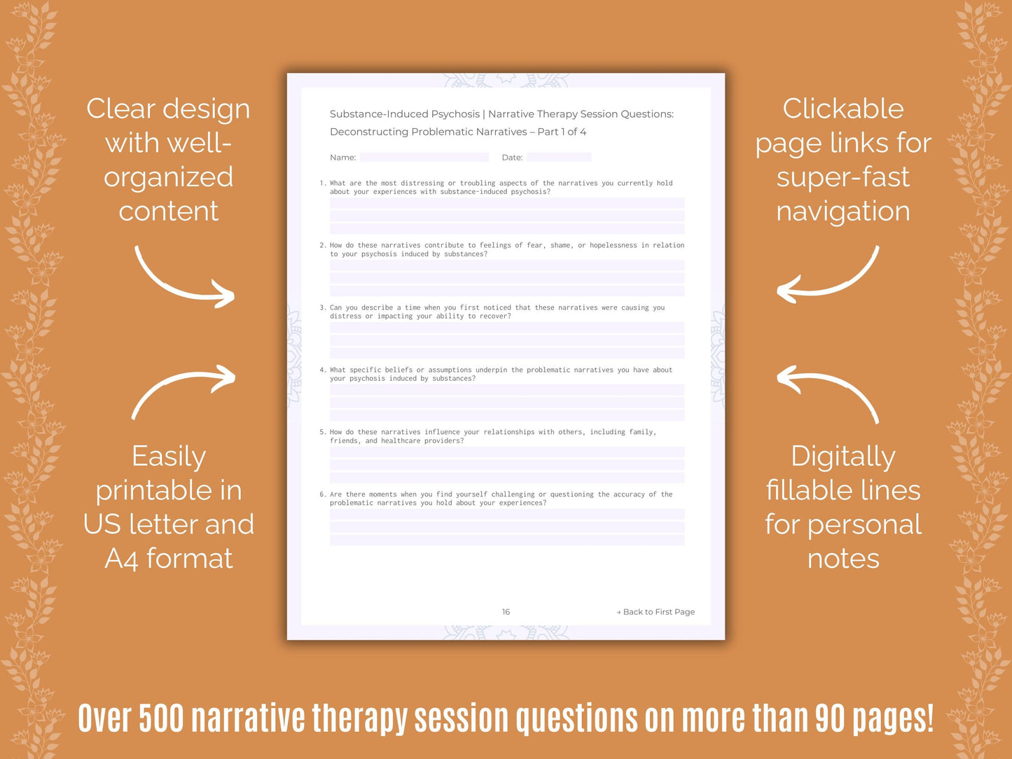 Substance-Induced Psychosis Narrative Therapy Counseling Templates