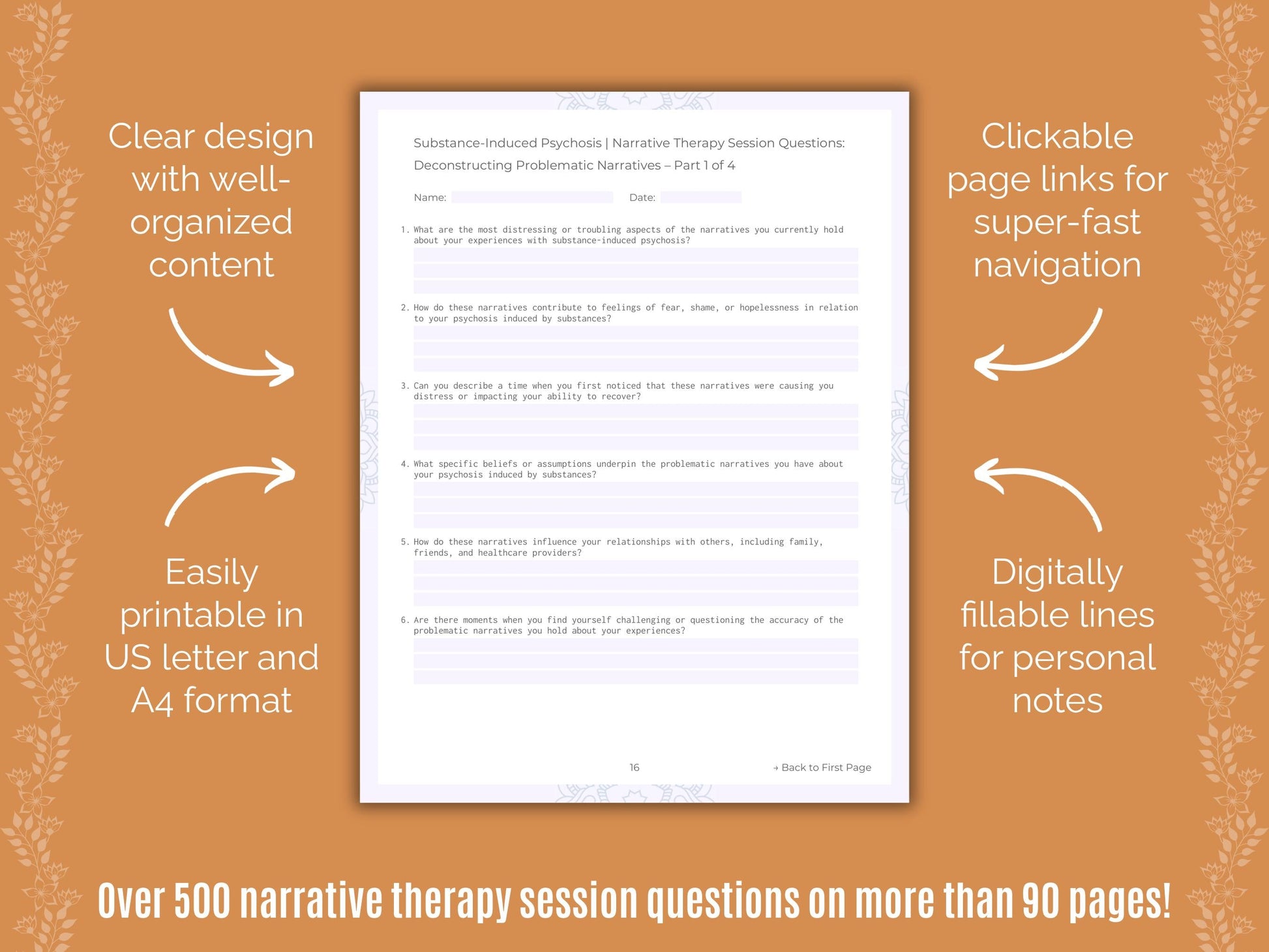 Substance-Induced Psychosis Narrative Therapy Counseling Templates