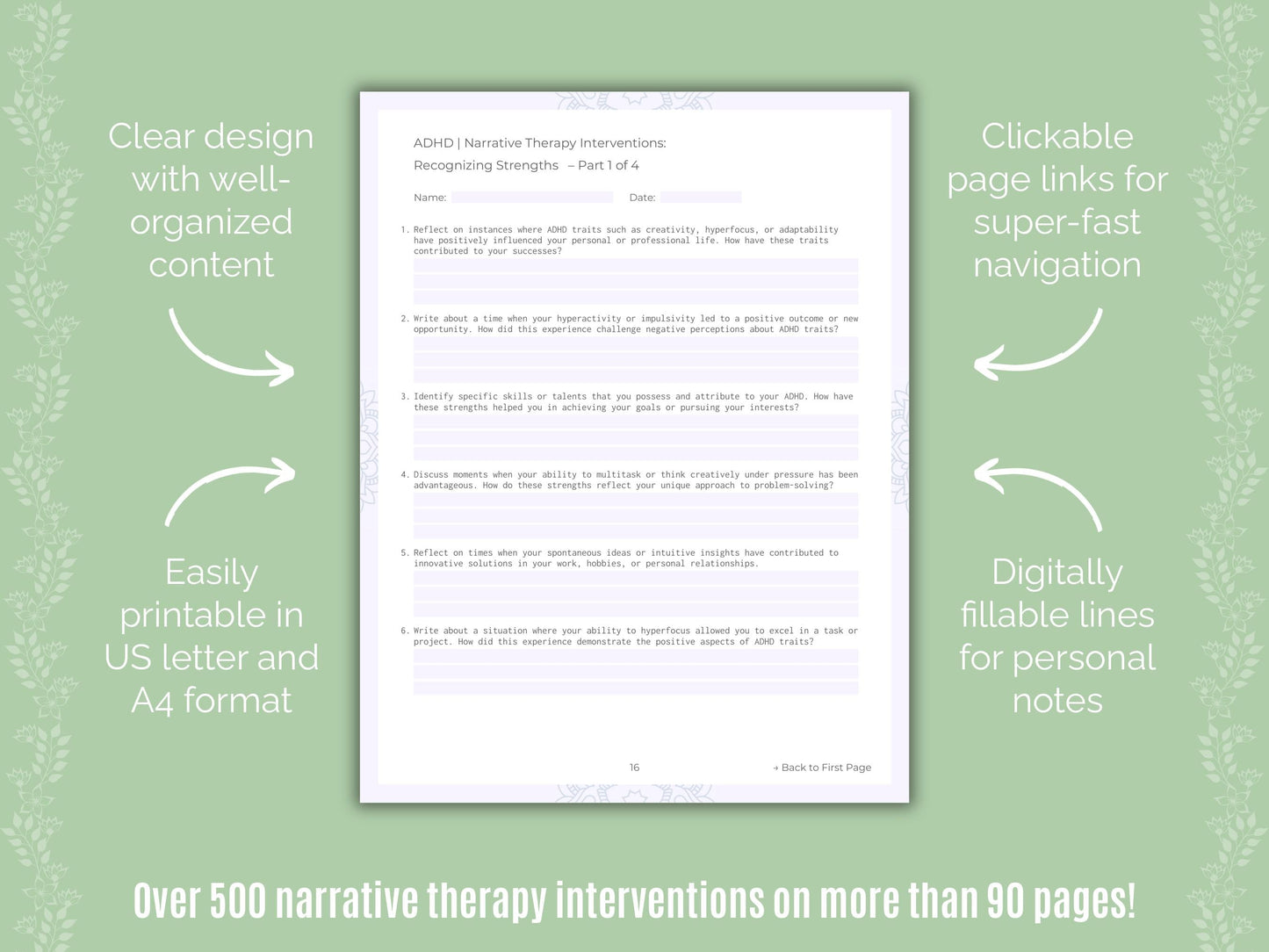 ADHD Narrative Therapy Counseling Templates