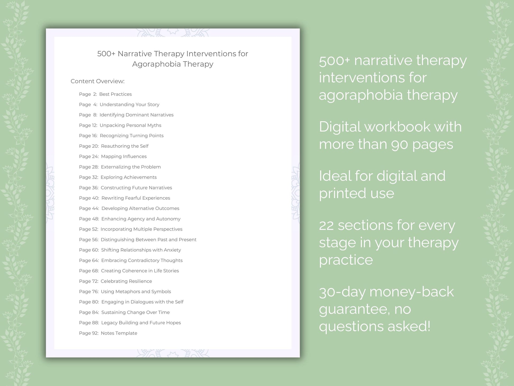 Agoraphobia Narrative Therapy Therapist Worksheets